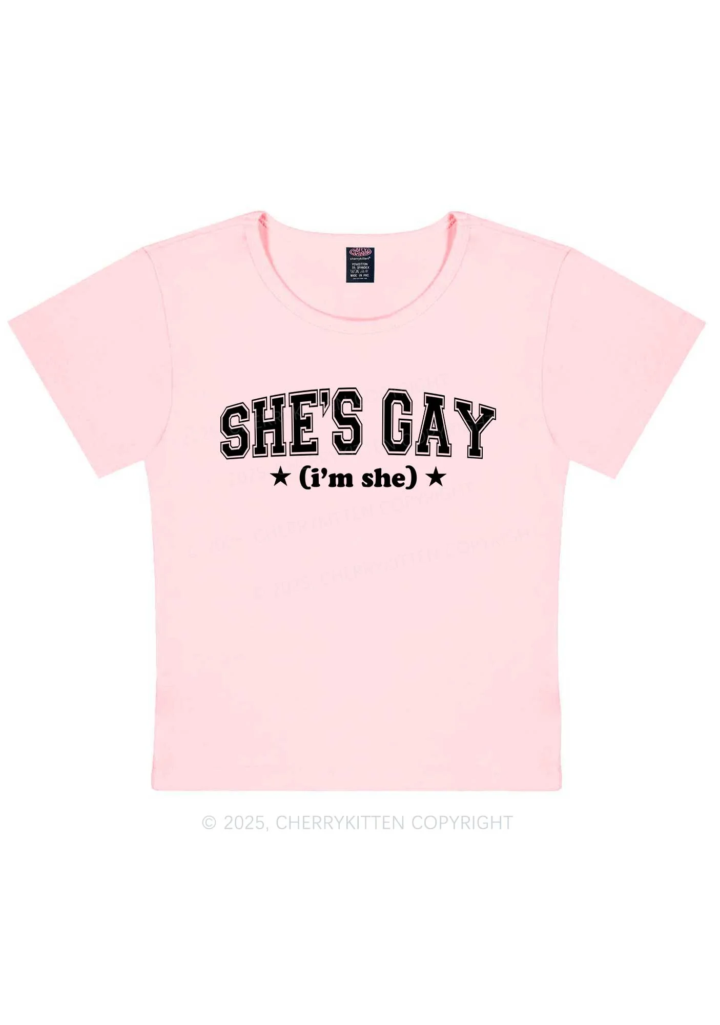 She Is Gay Y2K Baby Tee Cherrykitten - Image 11
