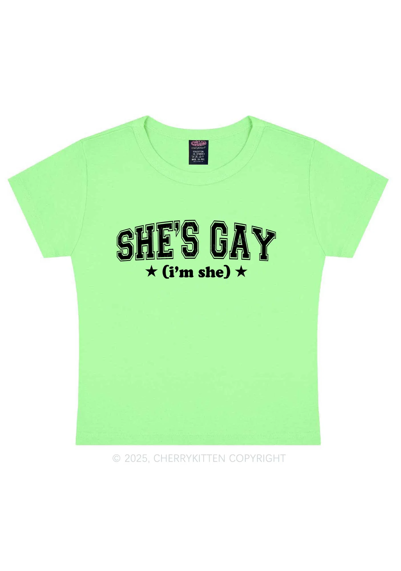 She Is Gay Y2K Baby Tee Cherrykitten - Image 12