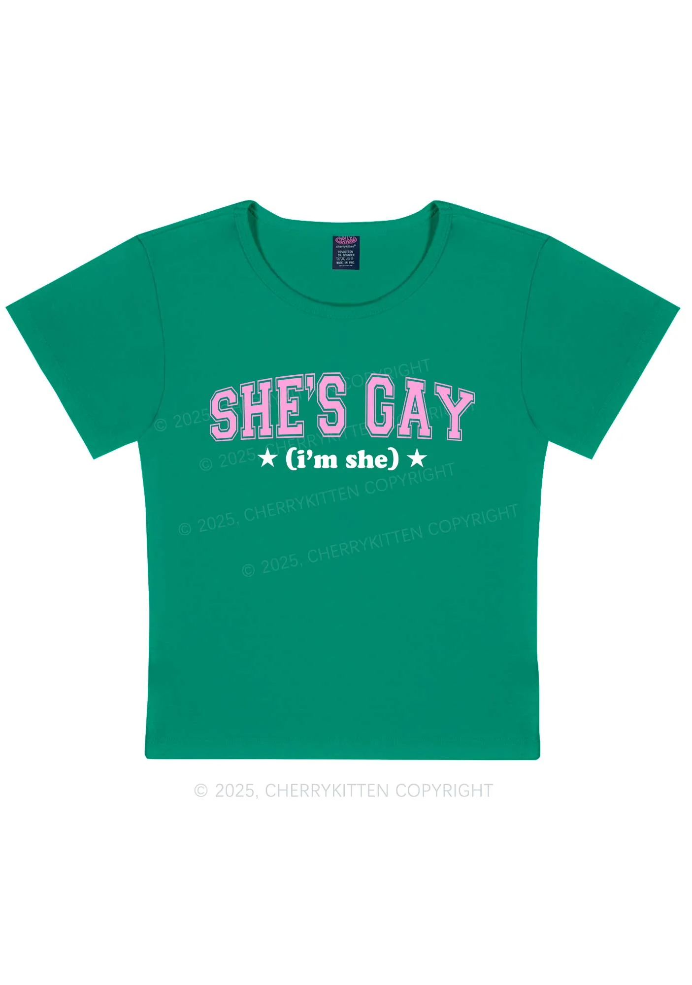 She Is Gay Y2K Baby Tee Cherrykitten - Image 13