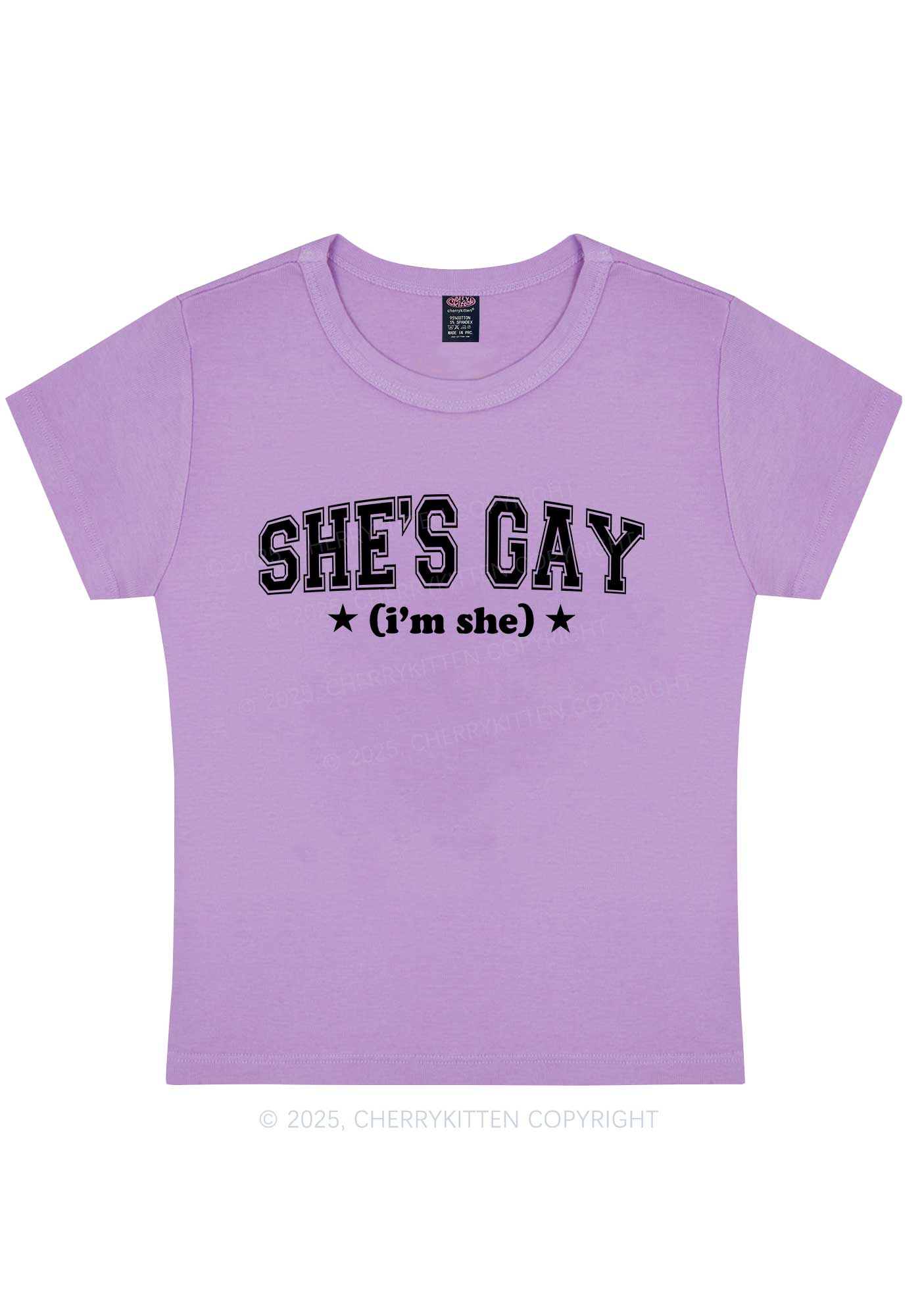 She Is Gay Y2K Baby Tee Cherrykitten - Image 6