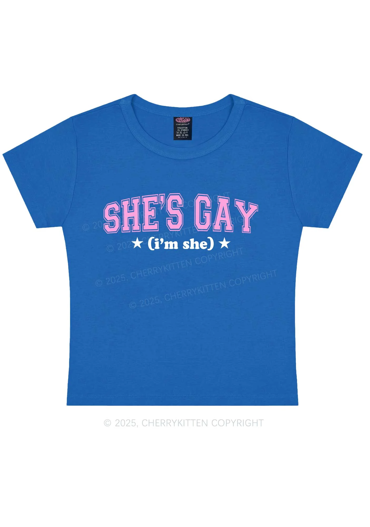 She Is Gay Y2K Baby Tee Cherrykitten - Image 9