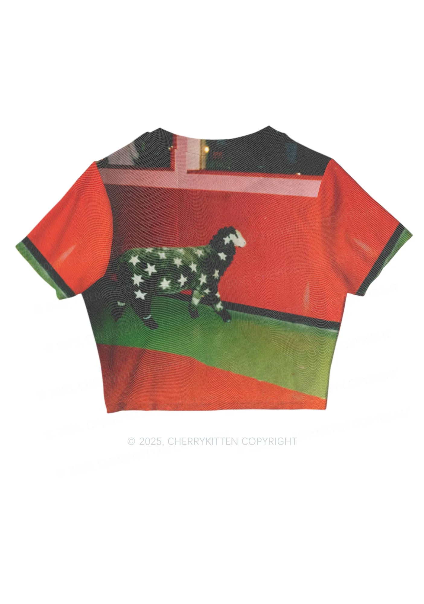 Sheep Starry Wool Y2K Mesh Crop Top Cherrykitten - Image 3