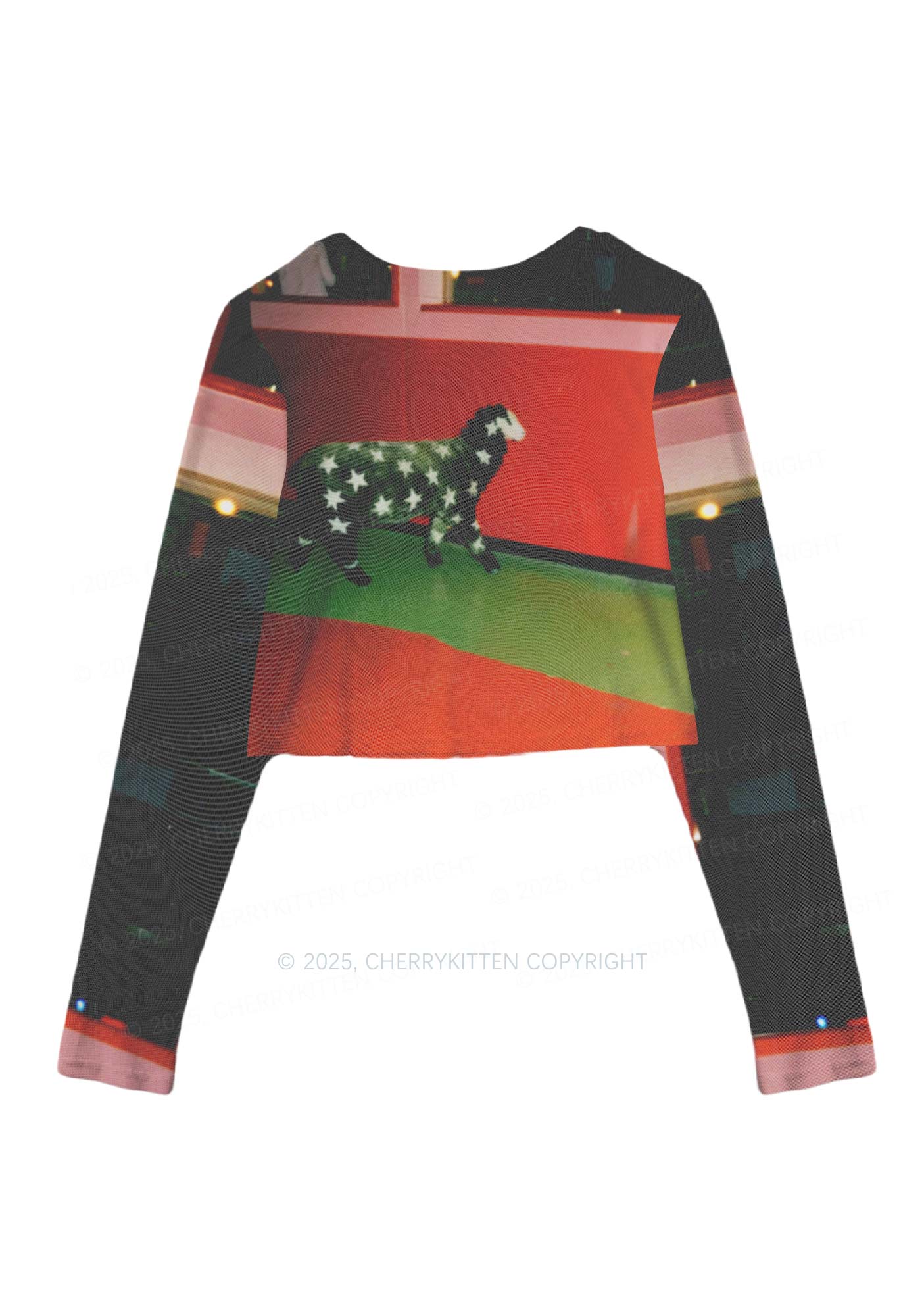 Sheep Starry Wool Y2K Mesh Long Sleeve Crop Top Cherrykitten - Image 3