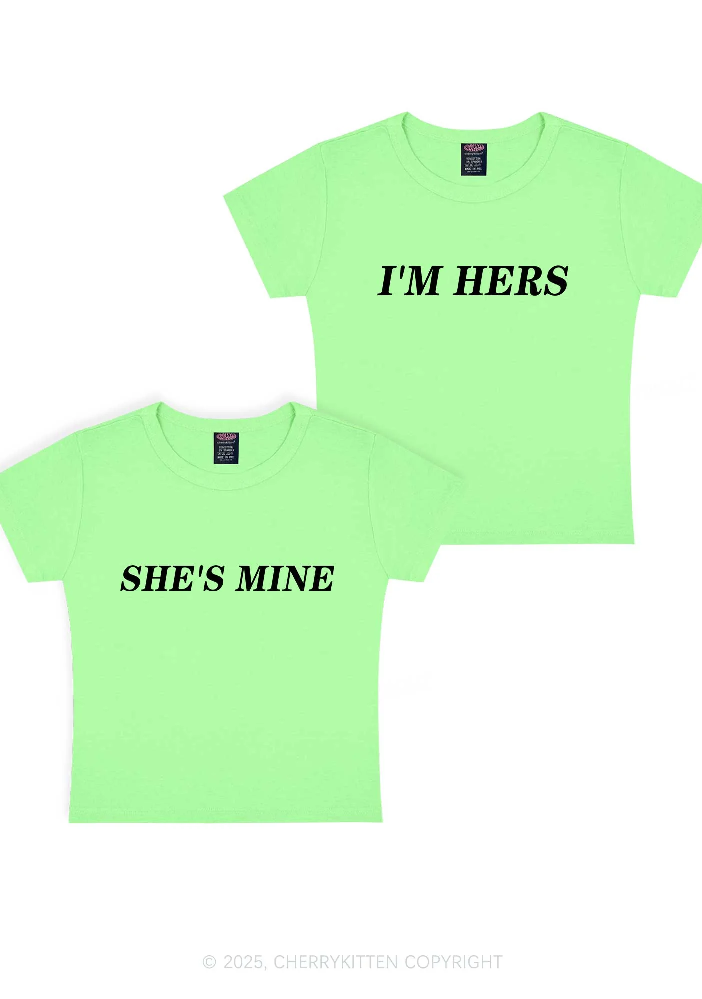 Shes Mine Im Hers Y2K Valentine's Day Baby Tee Cherrykitten - Image 12
