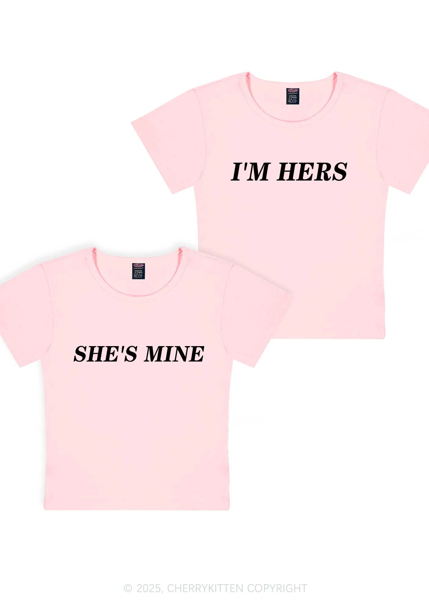 Shes Mine Im Hers Y2K Valentine's Day Baby Tee Cherrykitten - Image 13