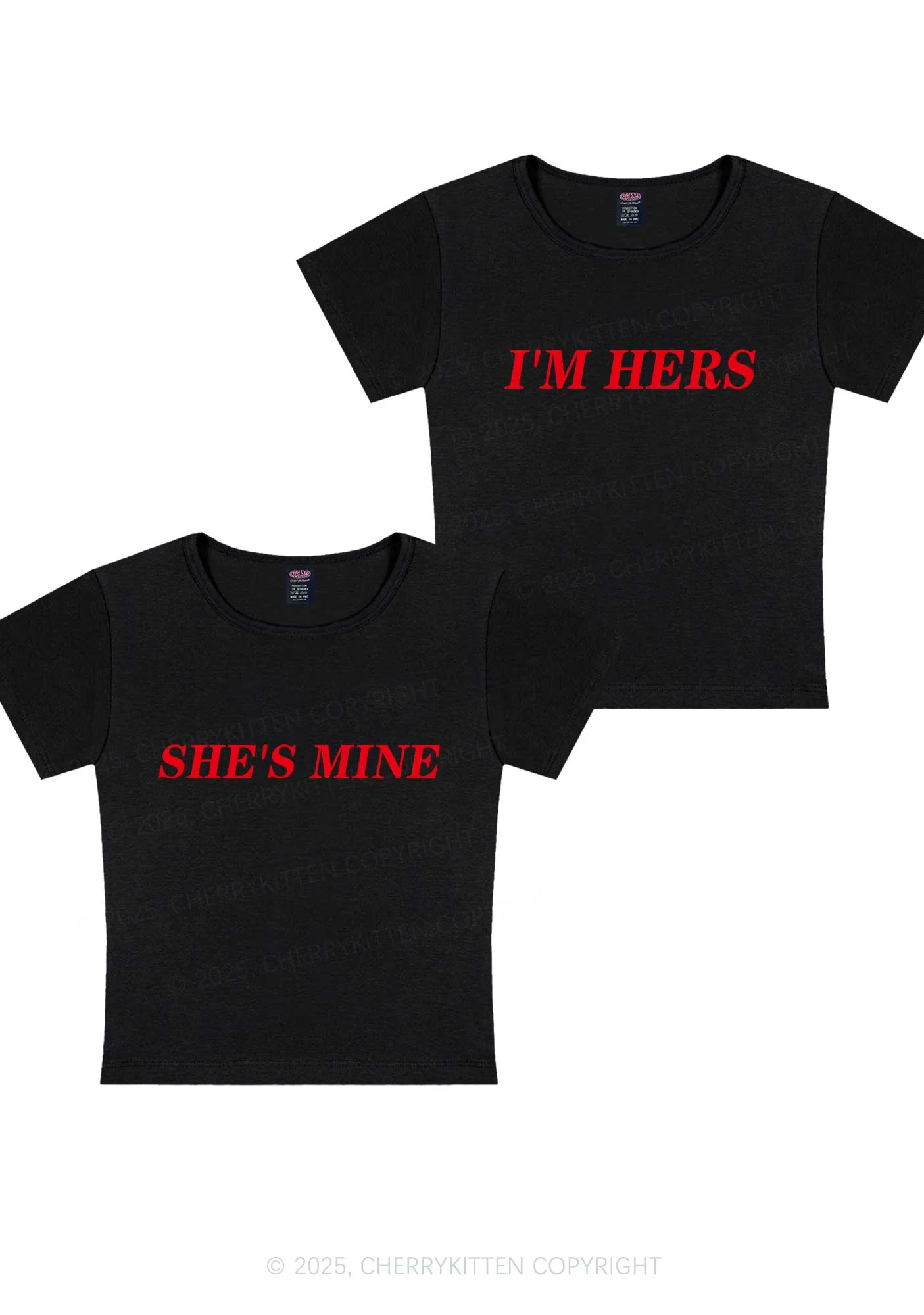Shes Mine Im Hers Y2K Valentine's Day Baby Tee Cherrykitten - Image 4