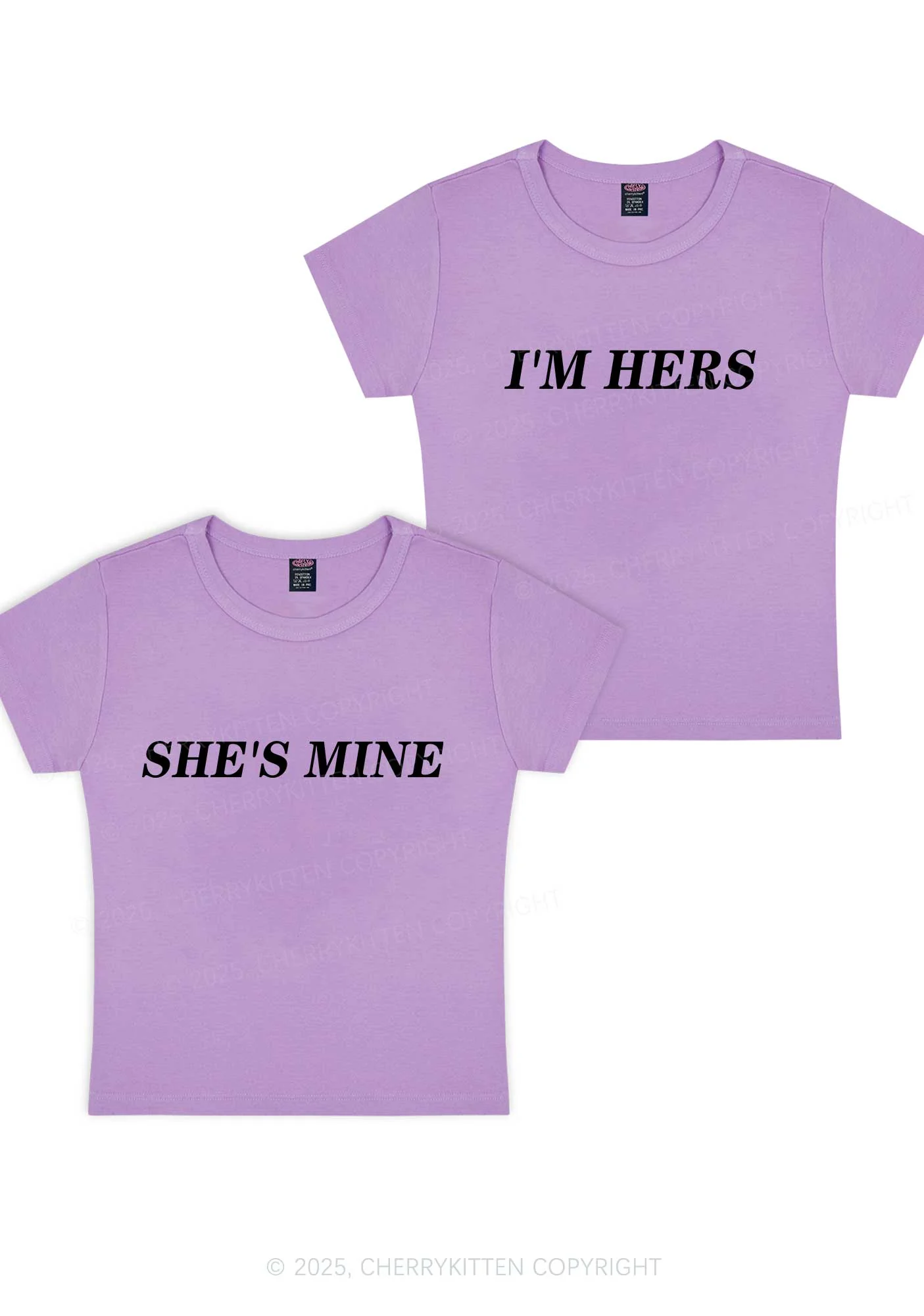 Shes Mine Im Hers Y2K Valentine's Day Baby Tee Cherrykitten - Image 7