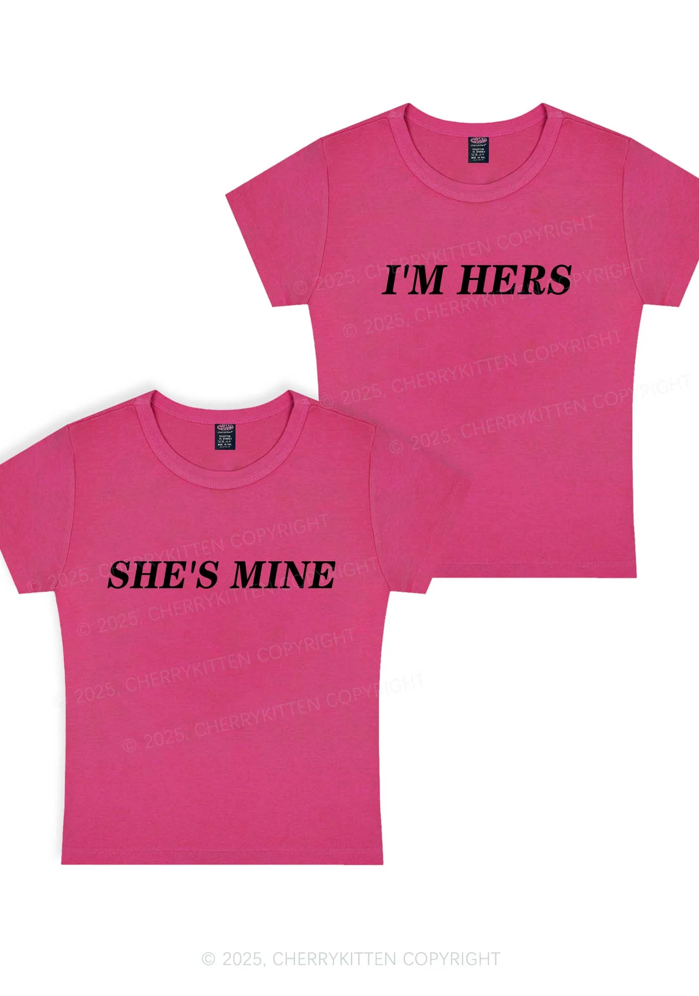 Shes Mine Im Hers Y2K Valentine's Day Baby Tee Cherrykitten - Image 8