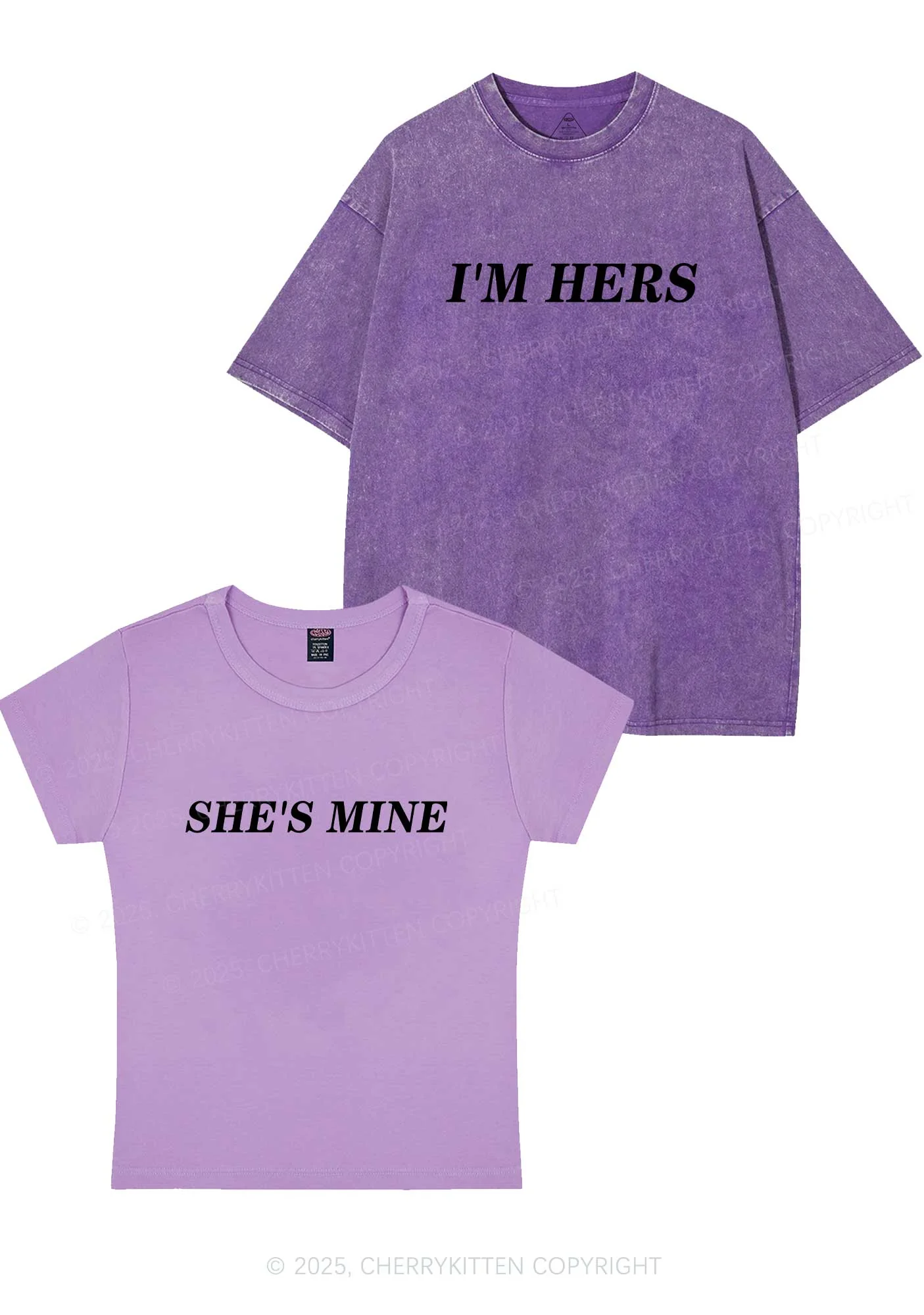 Shes Mine Im Hers Y2K Valentine's Day Couple Shirt Cherrykitten - Image 7