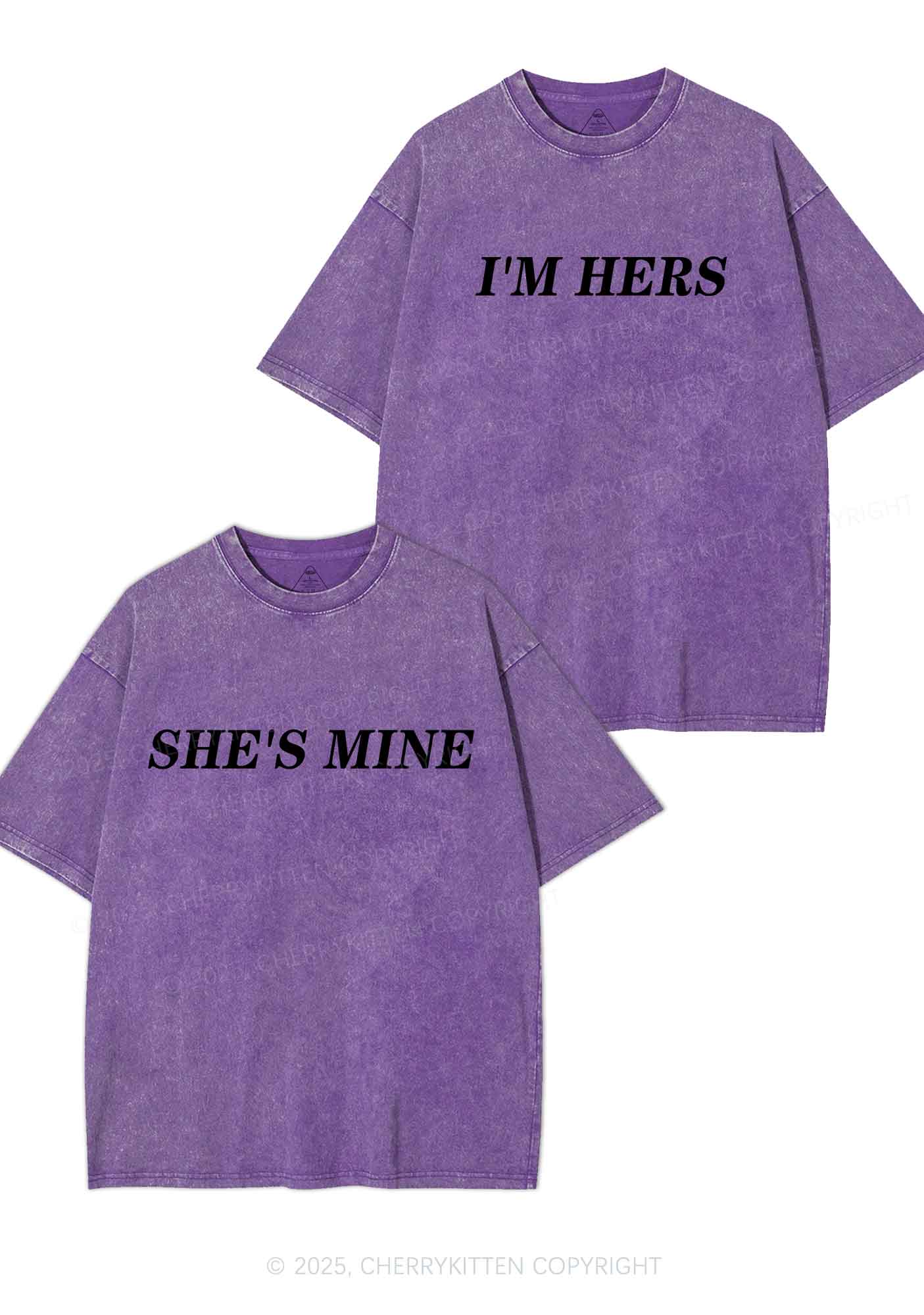 Shes Mine Im Hers Y2K Valentine's Day Washed Tee Cherrykitten - Image 6