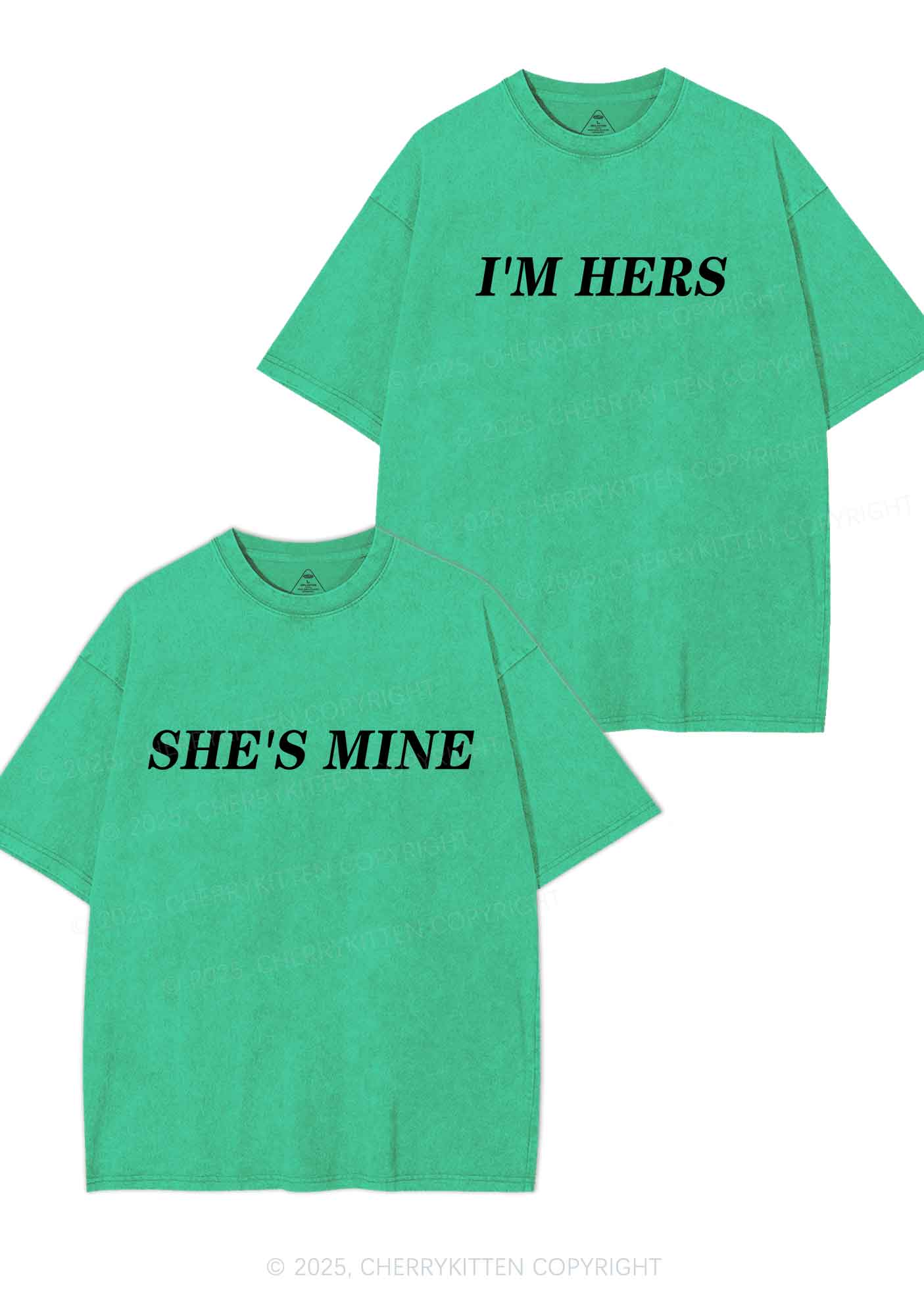 Shes Mine Im Hers Y2K Valentine's Day Washed Tee Cherrykitten - Image 7