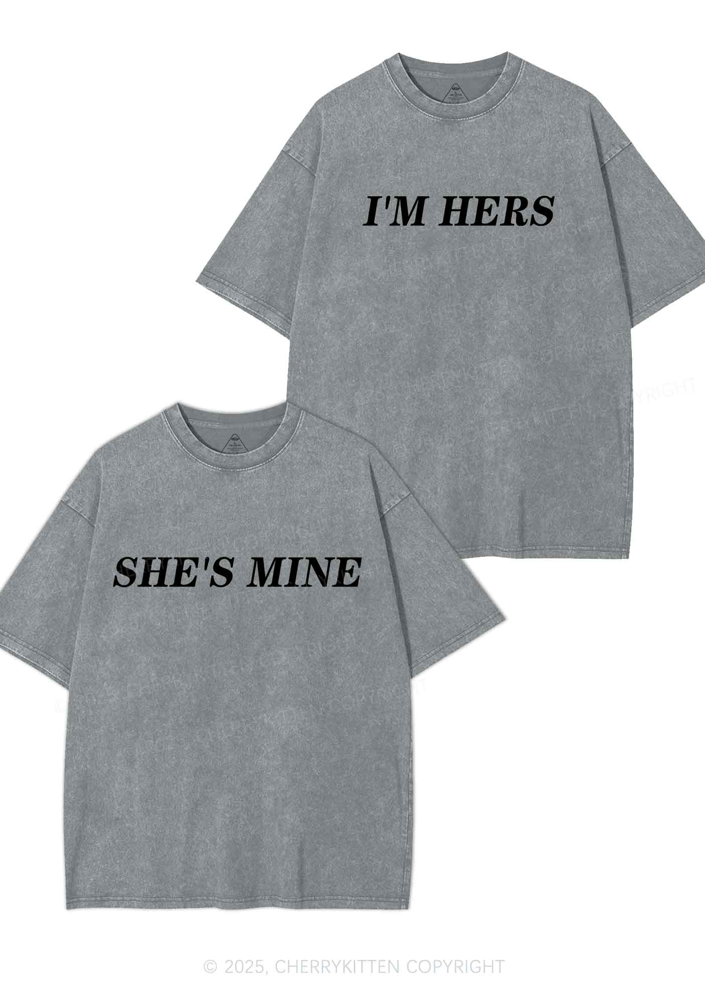 Shes Mine Im Hers Y2K Valentine's Day Washed Tee Cherrykitten - Image 8