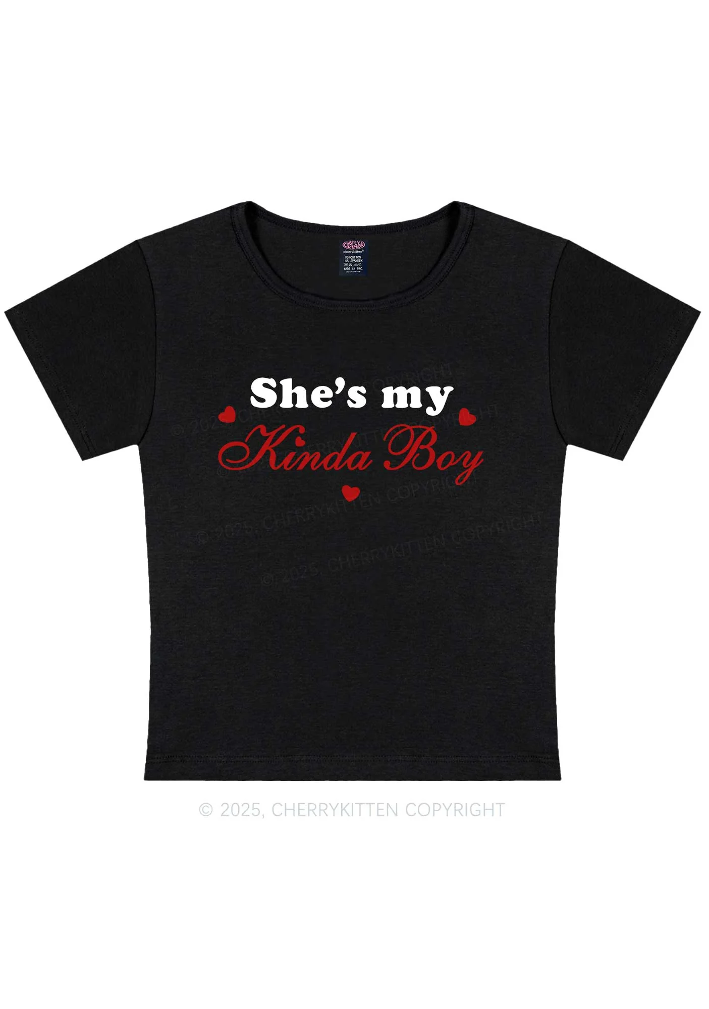Shes My Kinda Boy Pride Y2K Baby Tee Cherrykitten - Image 4