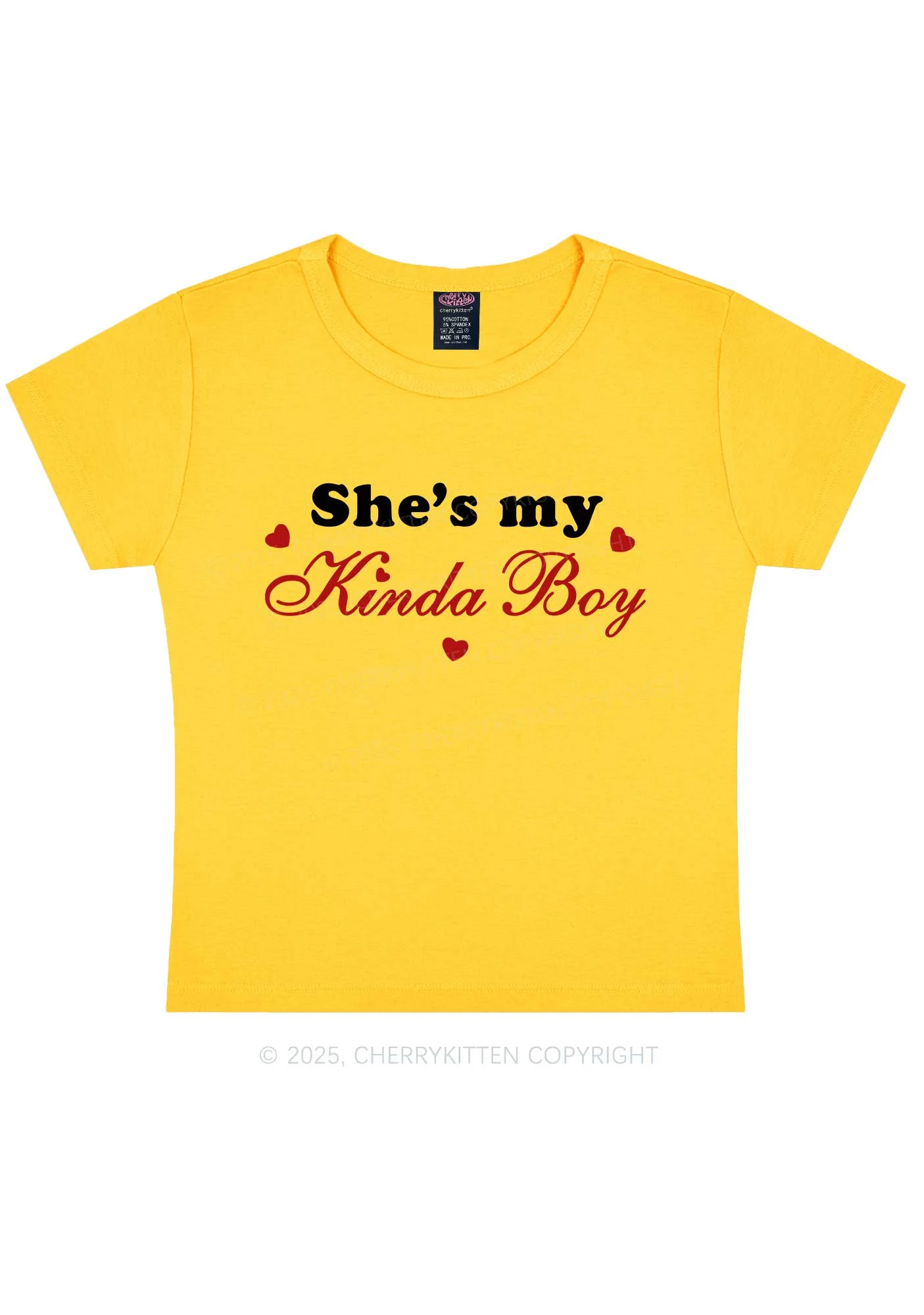Shes My Kinda Boy Pride Y2K Baby Tee Cherrykitten - Image 5