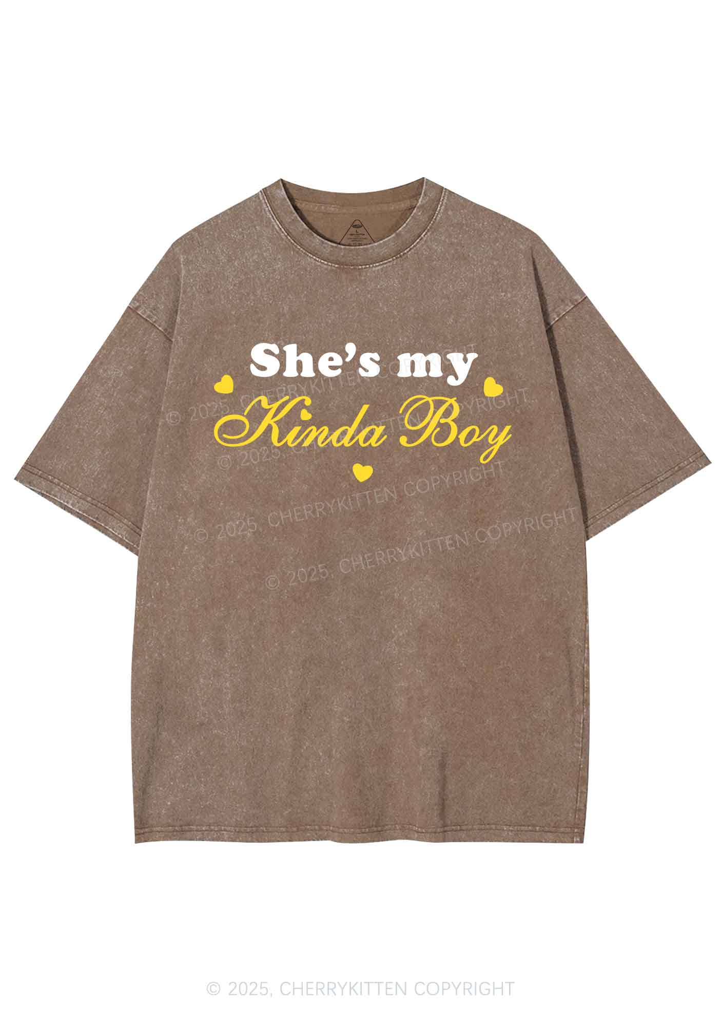 Shes My Kinda Boy Pride Y2K Shirts Washed Tee Cherrykitten - Image 6