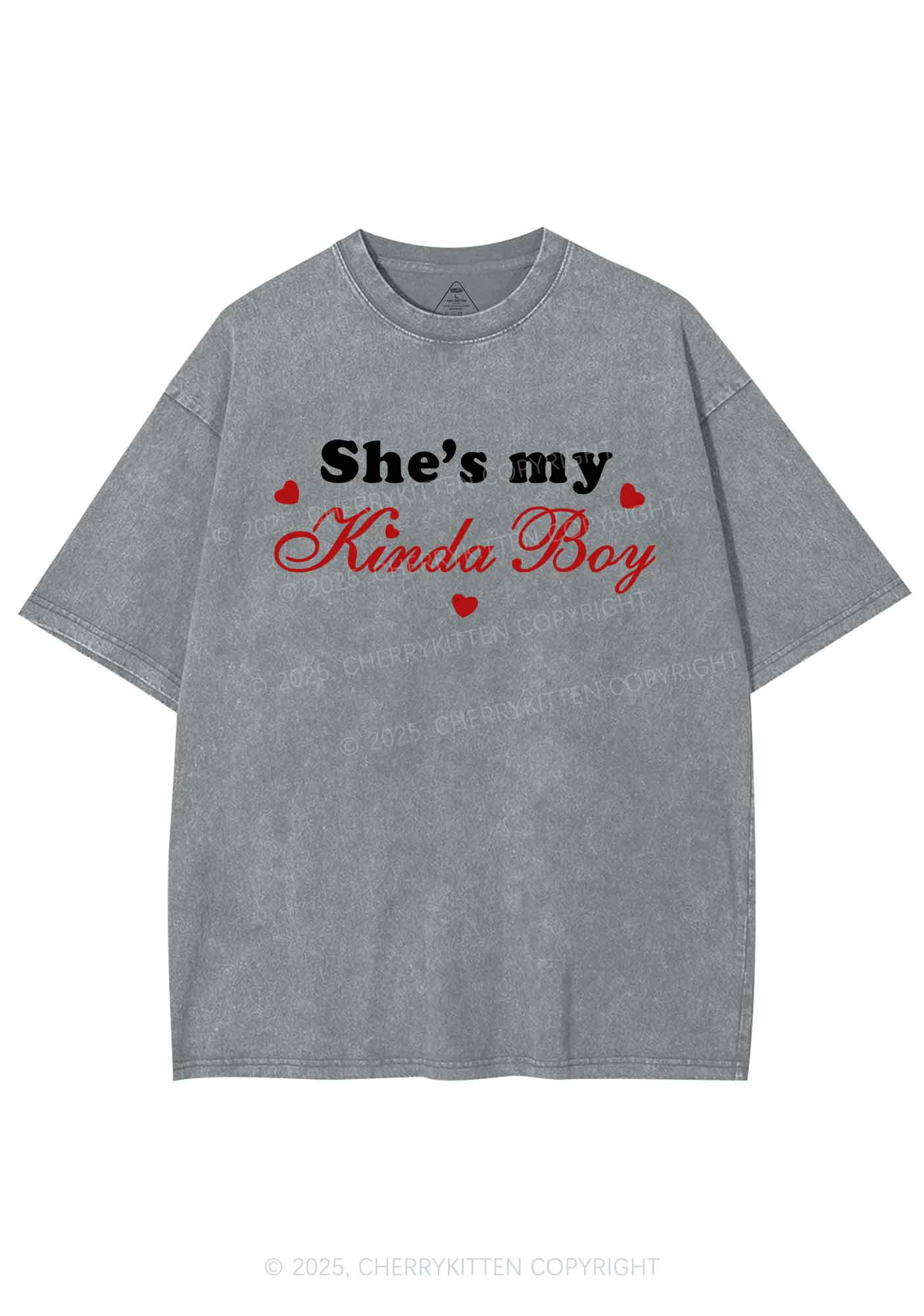 Shes My Kinda Boy Pride Y2K Shirts Washed Tee Cherrykitten - Image 7