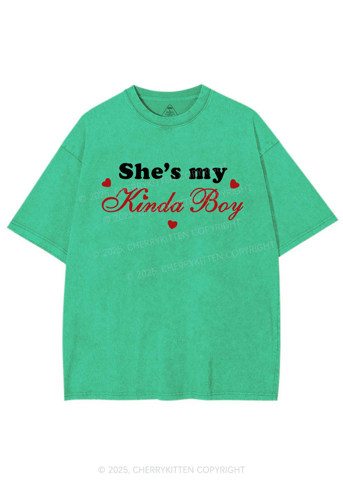Shes My Kinda Boy Pride Y2K Shirts Washed Tee Cherrykitten - Image 8