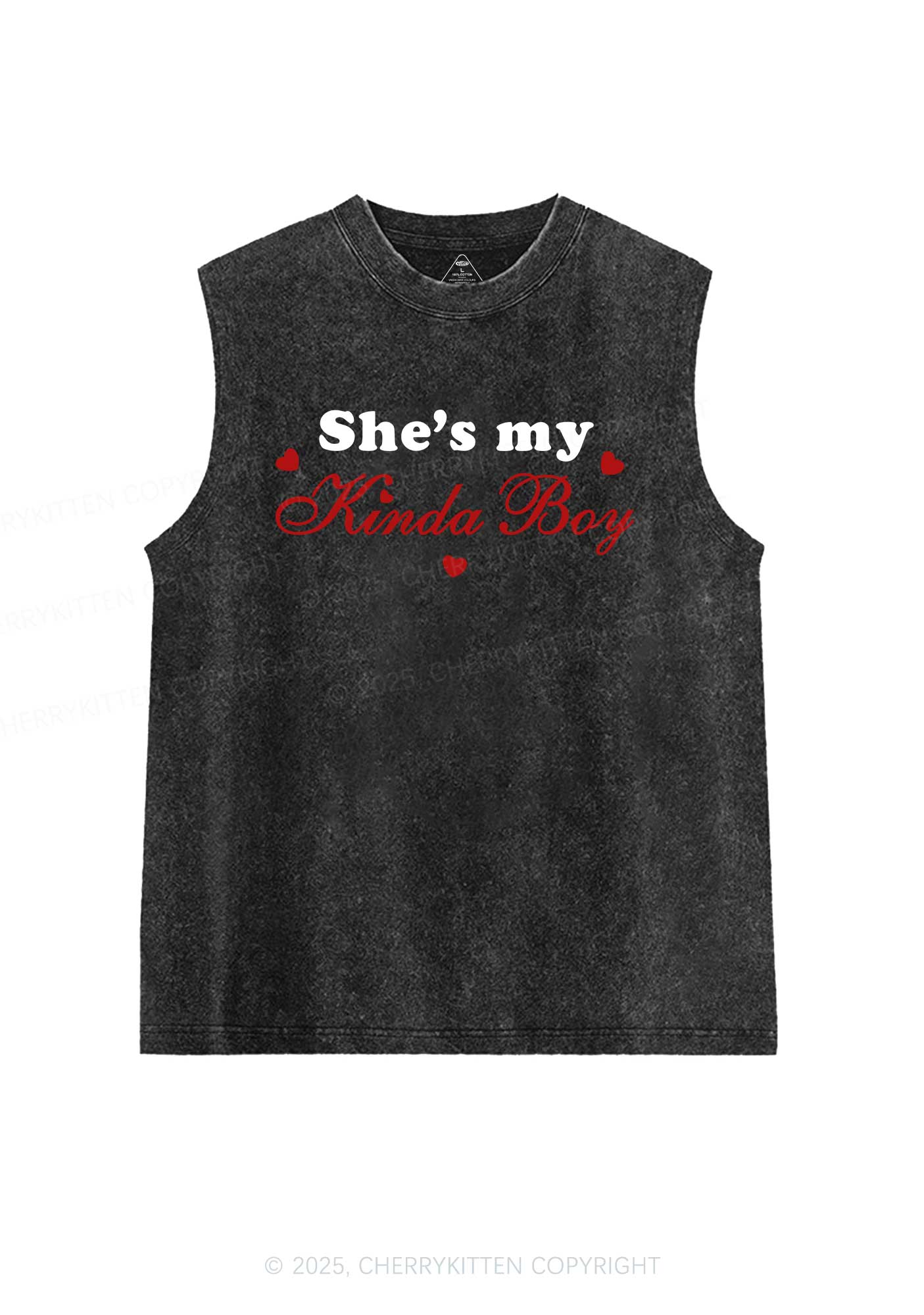 Shes My Kinda Boy Pride Y2K Washed Muscle Tank Cherrykitten - Image 3