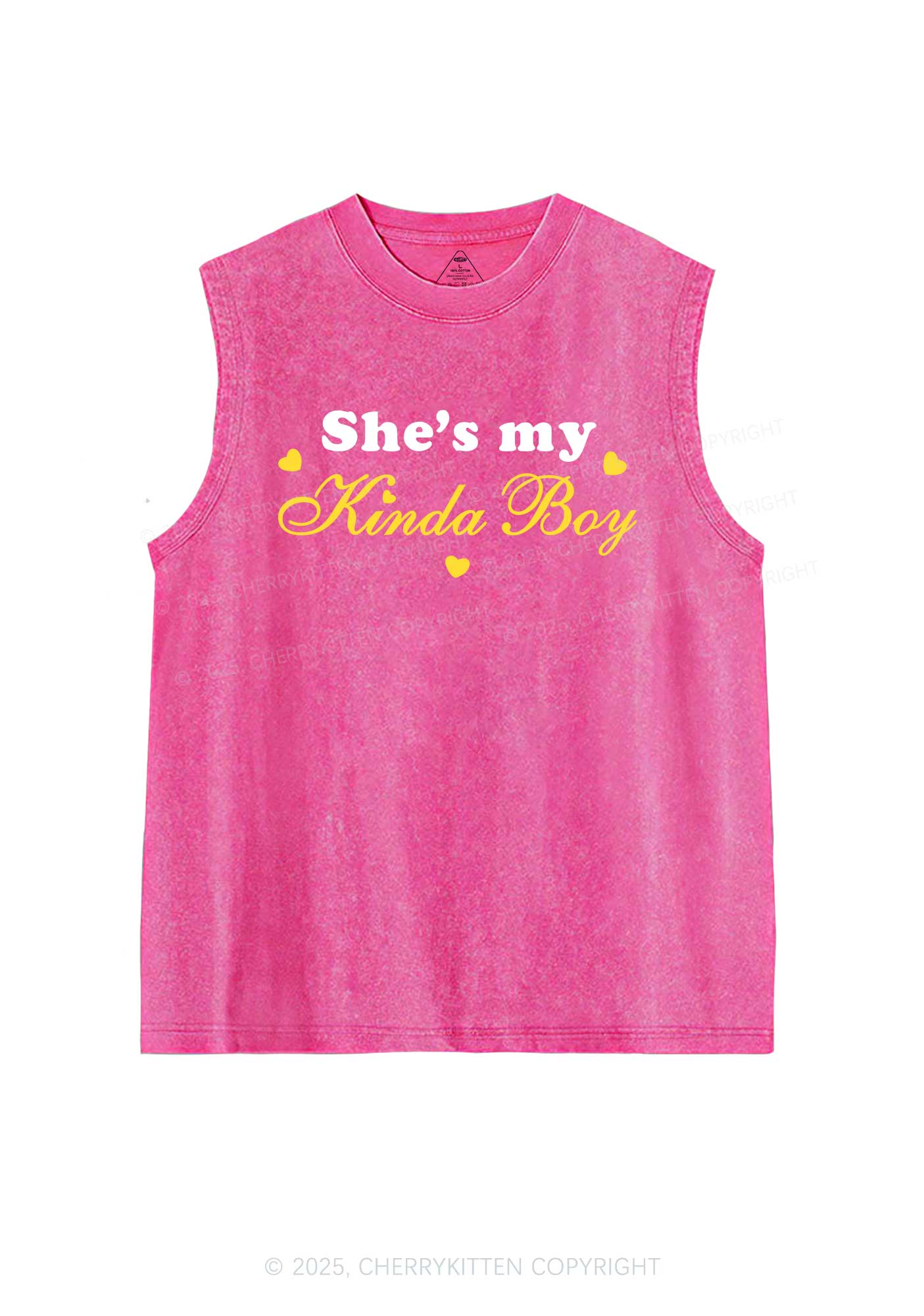 Shes My Kinda Boy Pride Y2K Washed Muscle Tank Cherrykitten - Image 4
