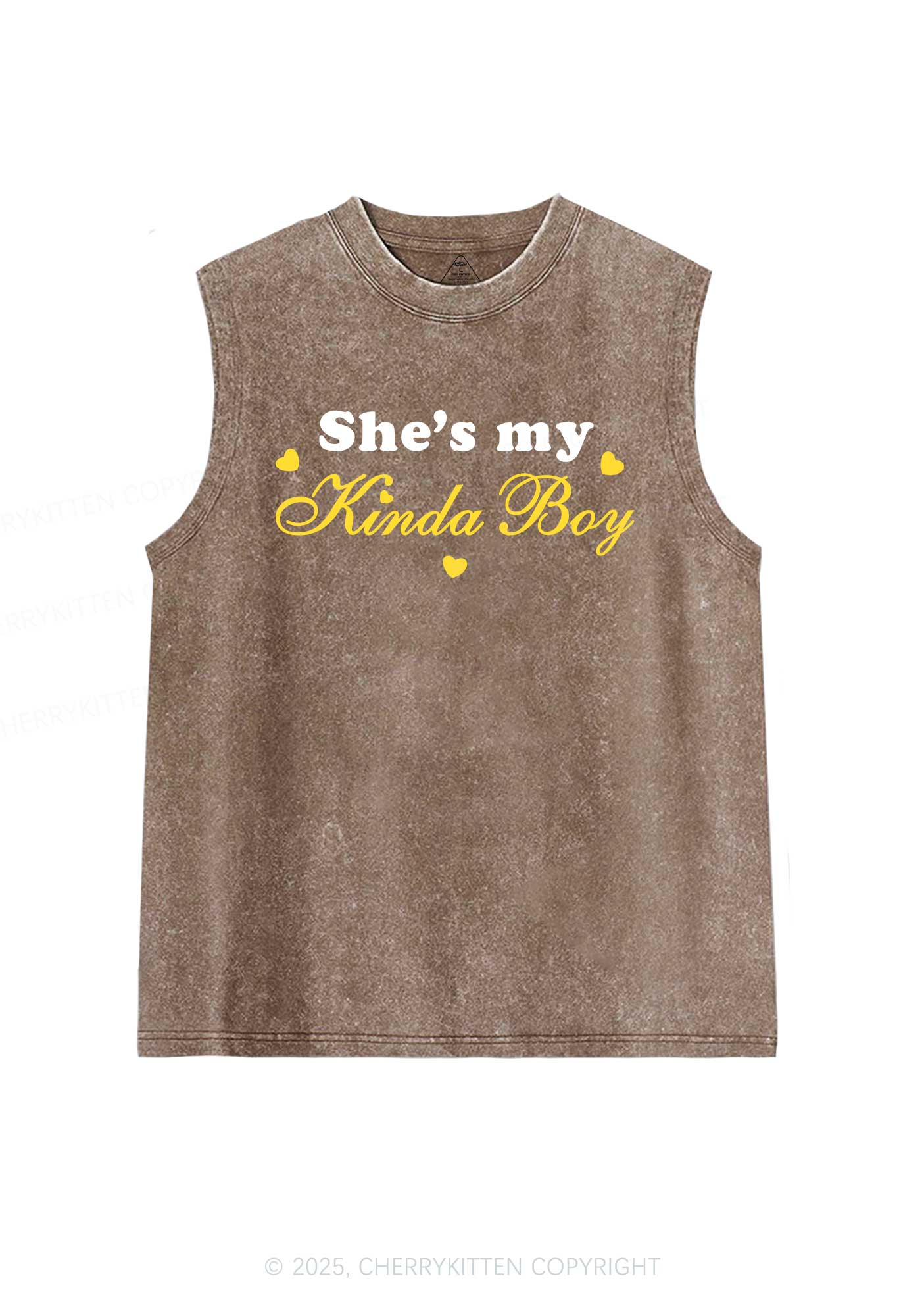 Shes My Kinda Boy Pride Y2K Washed Muscle Tank Cherrykitten - Image 5