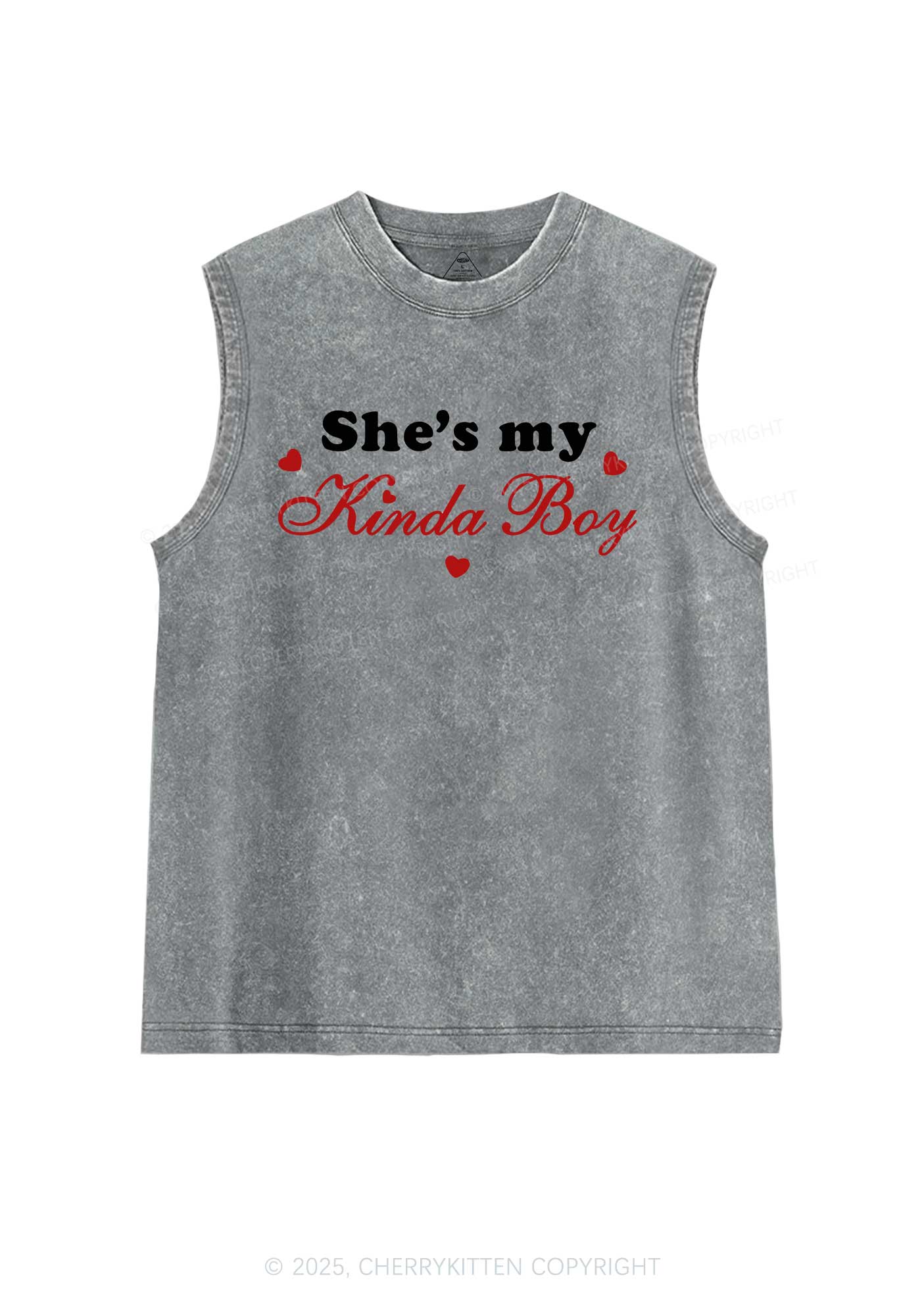 Shes My Kinda Boy Pride Y2K Washed Muscle Tank Cherrykitten - Image 6