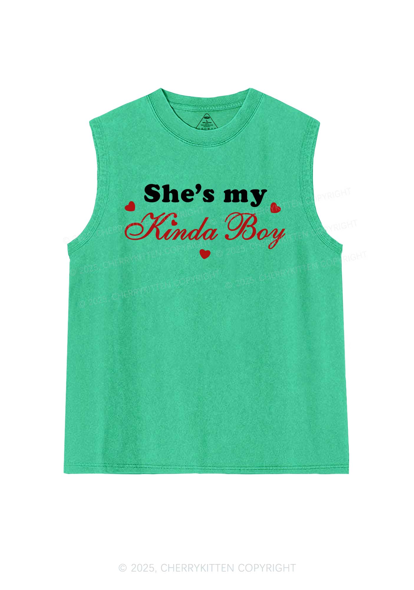 Shes My Kinda Boy Pride Y2K Washed Muscle Tank Cherrykitten - Image 7