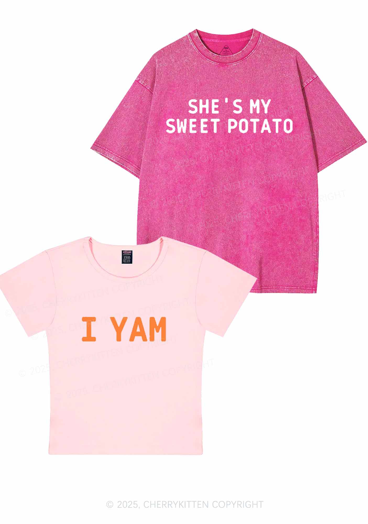 Shes My Sweet Potato Y2K Valentine's Day Couple Shirt Cherrykitten - Image 8