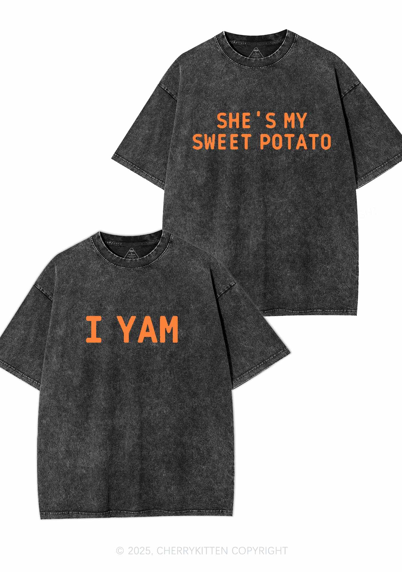 Shes My Sweet Potato Y2K Valentine's Day Washed Tee Cherrykitten - Image 2