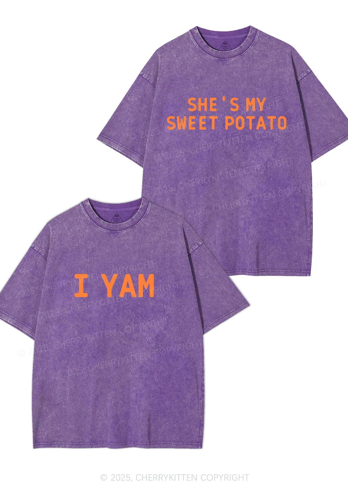 Shes My Sweet Potato Y2K Valentine's Day Washed Tee Cherrykitten - Image 4