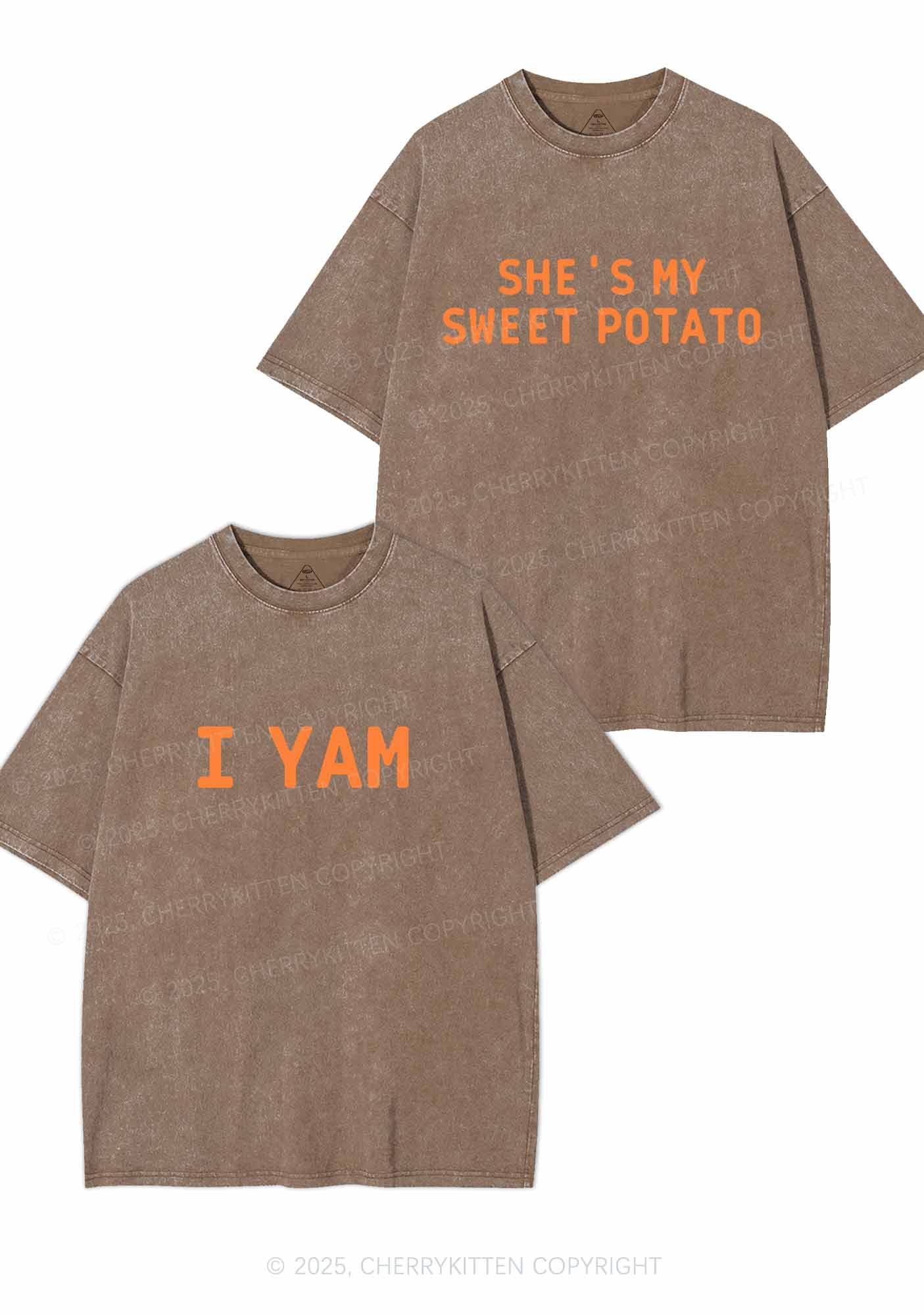 Shes My Sweet Potato Y2K Valentine's Day Washed Tee Cherrykitten - Image 5