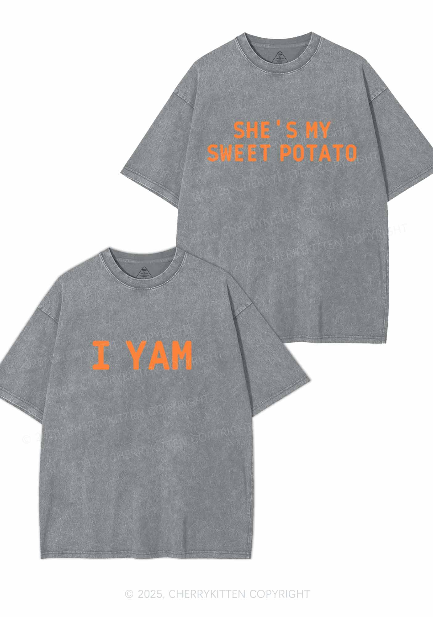 Shes My Sweet Potato Y2K Valentine's Day Washed Tee Cherrykitten - Image 6