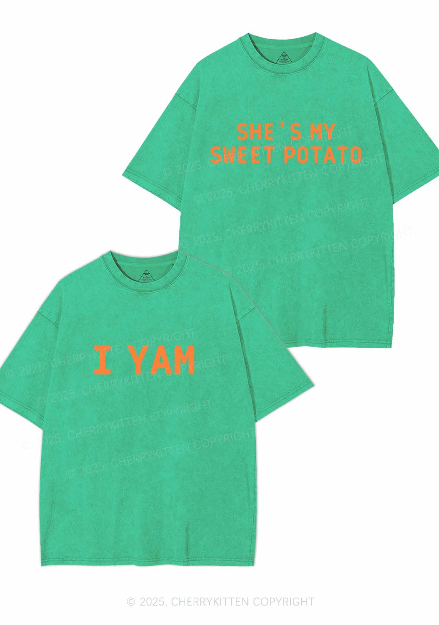 Shes My Sweet Potato Y2K Valentine's Day Washed Tee Cherrykitten - Image 7