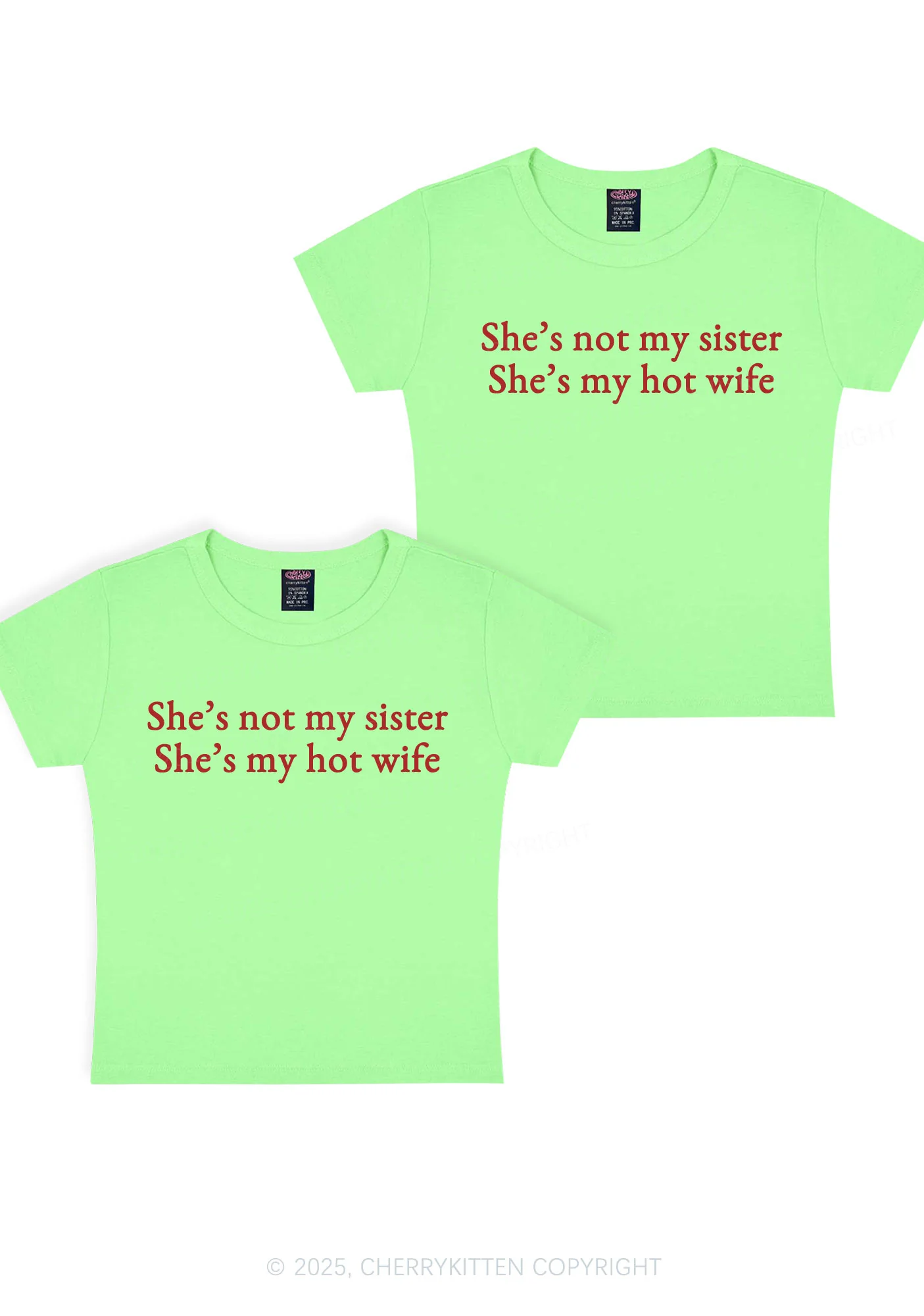 Shes Not My Sister Y2K Valentine's Day Baby Tee Cherrykitten - Image 11