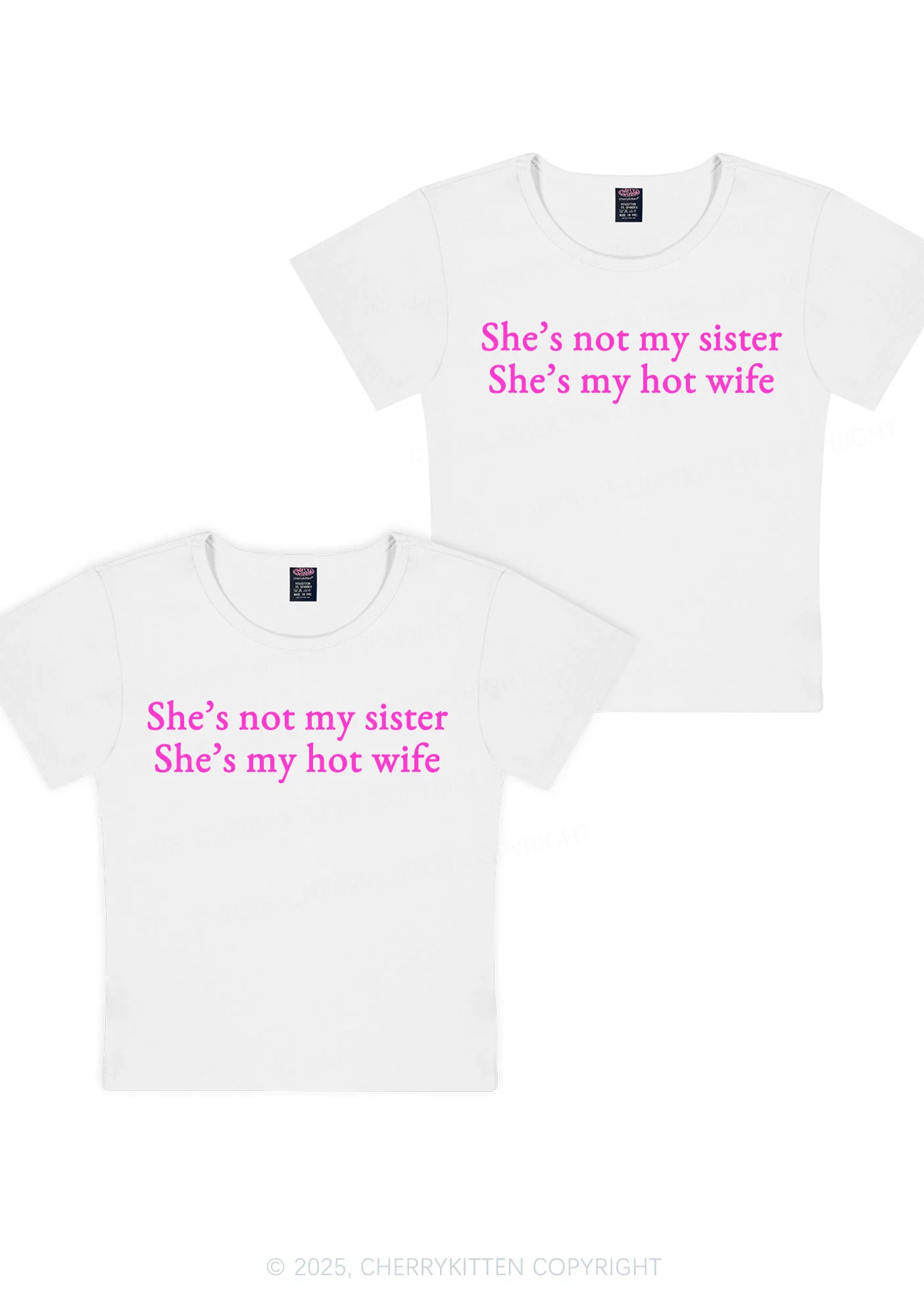 Shes Not My Sister Y2K Valentine's Day Baby Tee Cherrykitten - Image 4