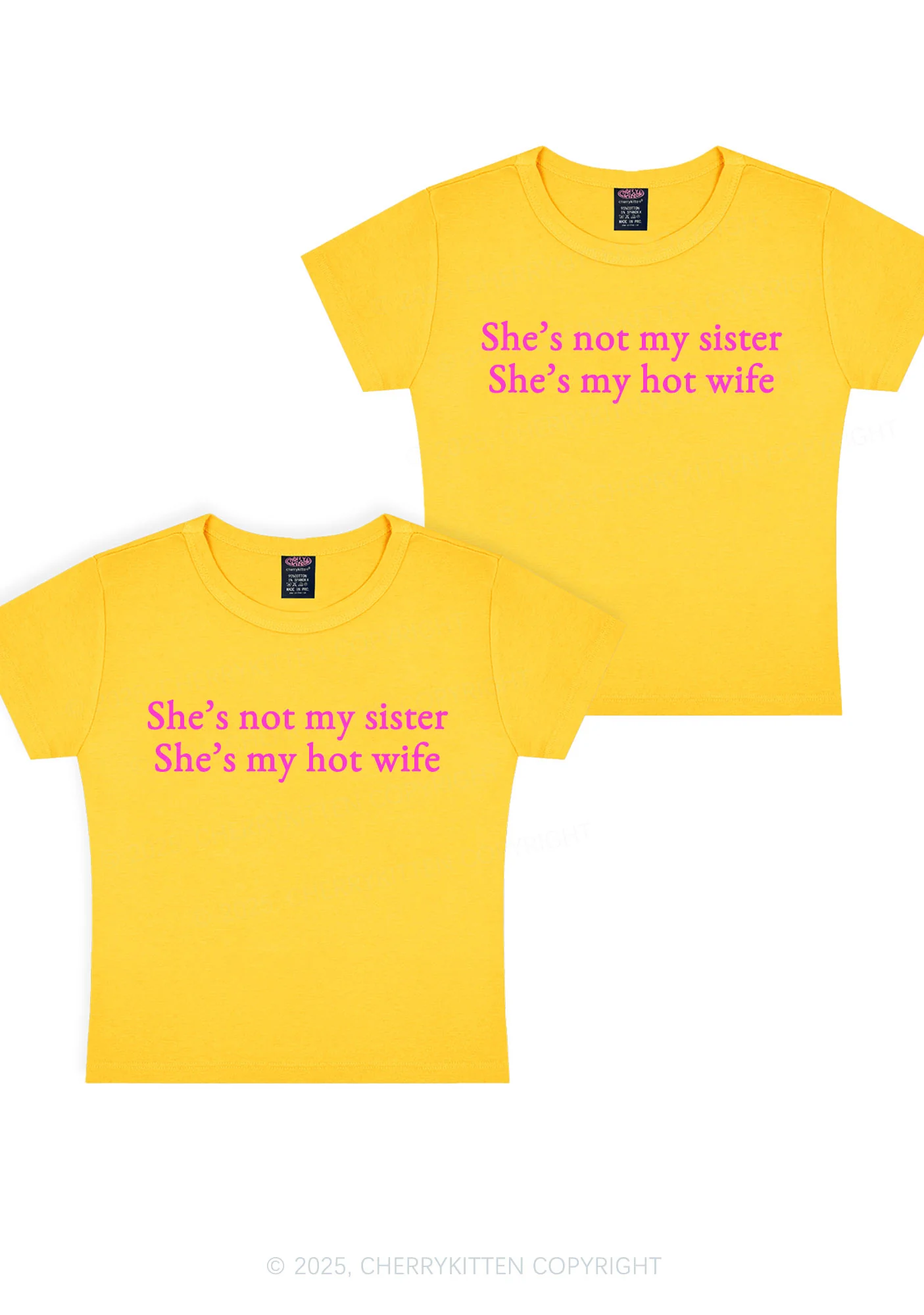 Shes Not My Sister Y2K Valentine's Day Baby Tee Cherrykitten - Image 5