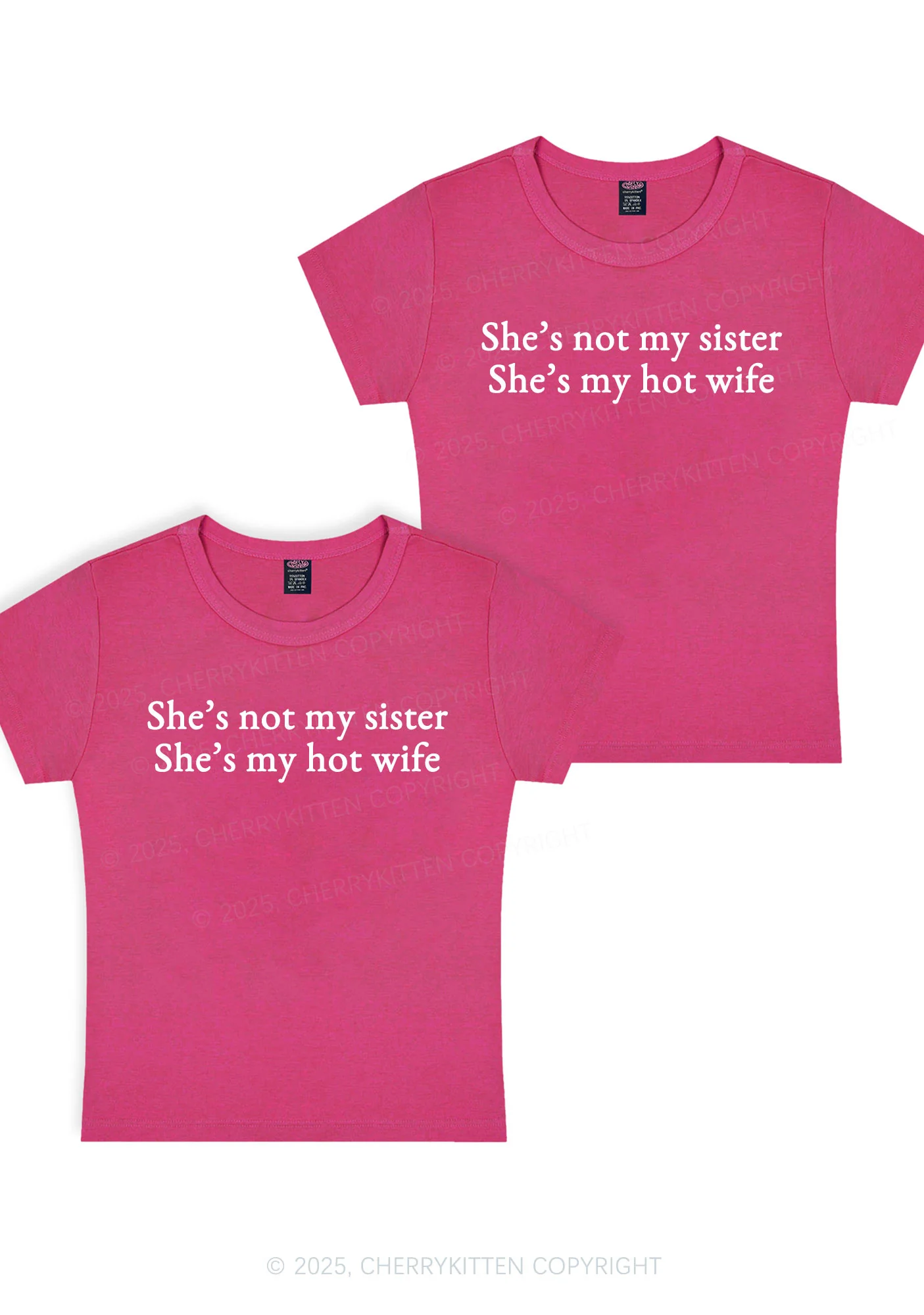Shes Not My Sister Y2K Valentine's Day Baby Tee Cherrykitten - Image 6