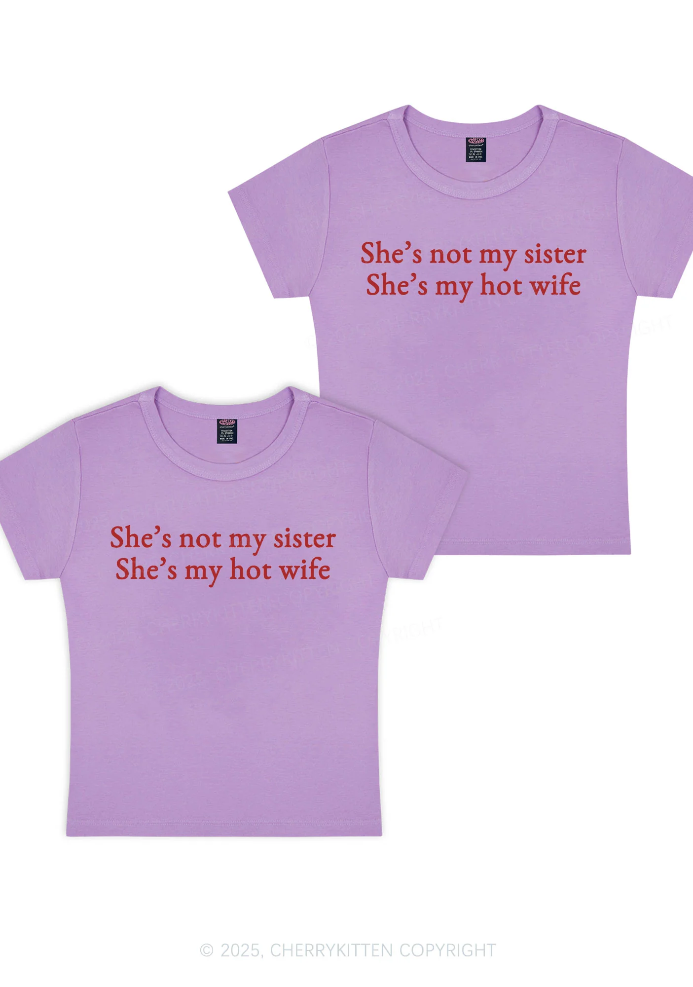 Shes Not My Sister Y2K Valentine's Day Baby Tee Cherrykitten - Image 7