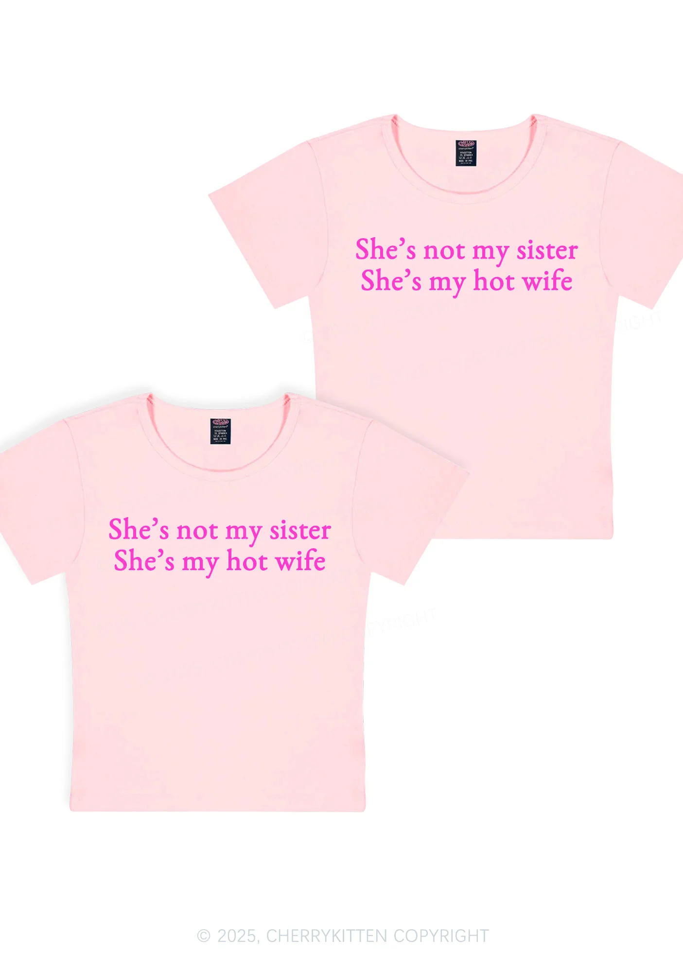 Shes Not My Sister Y2K Valentine's Day Baby Tee Cherrykitten - Image 8
