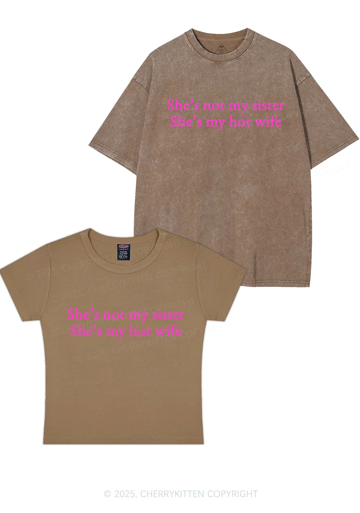 Shes Not My Sister Y2K Valentine's Day Couple Shirt Cherrykitten - Image 10