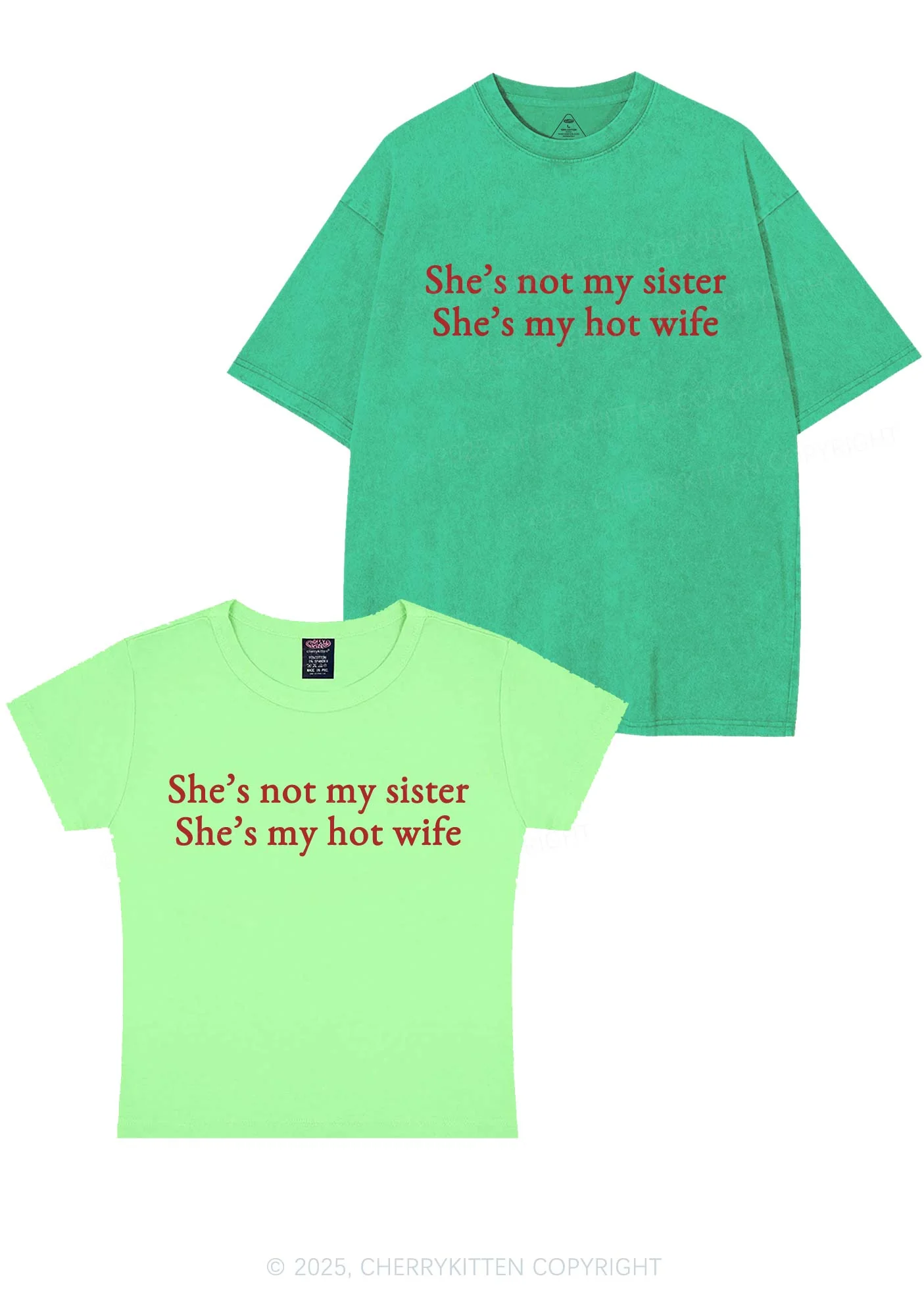 Shes Not My Sister Y2K Valentine's Day Couple Shirt Cherrykitten - Image 12