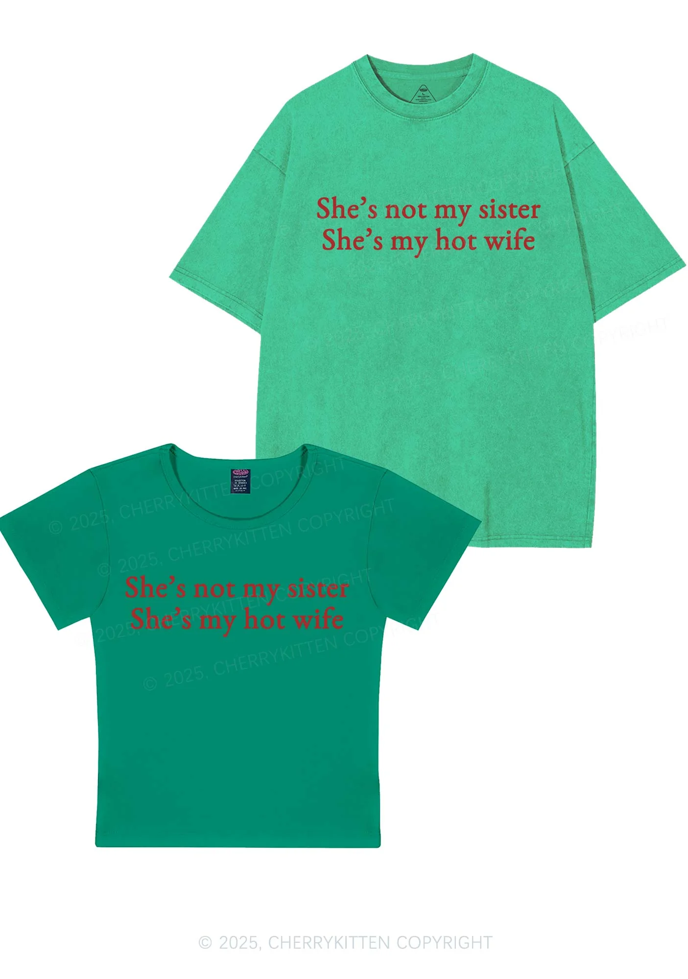 Shes Not My Sister Y2K Valentine's Day Couple Shirt Cherrykitten - Image 13