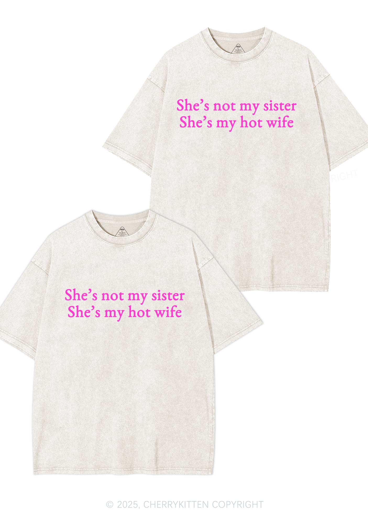Shes Not My Sister Y2K Valentine's Day Washed Tee Cherrykitten - Image 4