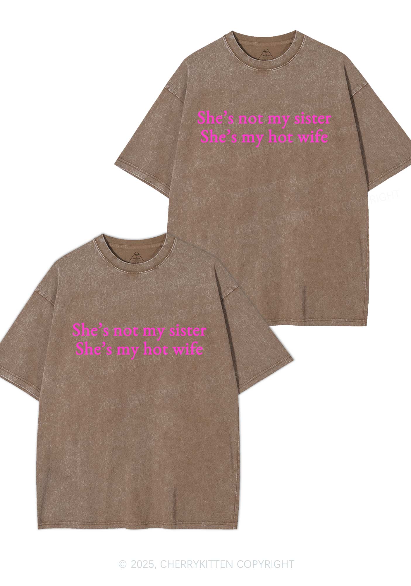 Shes Not My Sister Y2K Valentine's Day Washed Tee Cherrykitten - Image 6