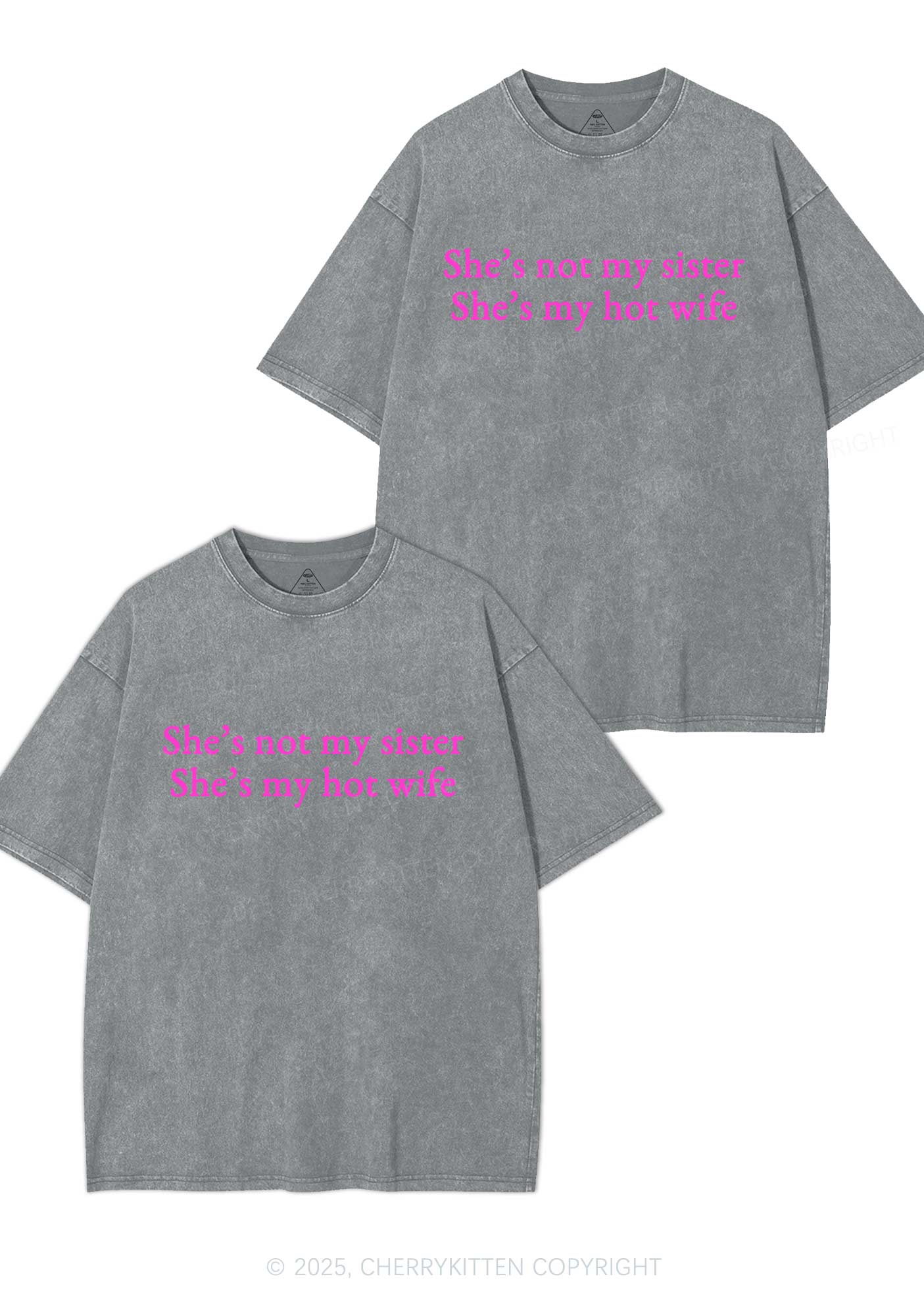 Shes Not My Sister Y2K Valentine's Day Washed Tee Cherrykitten - Image 7