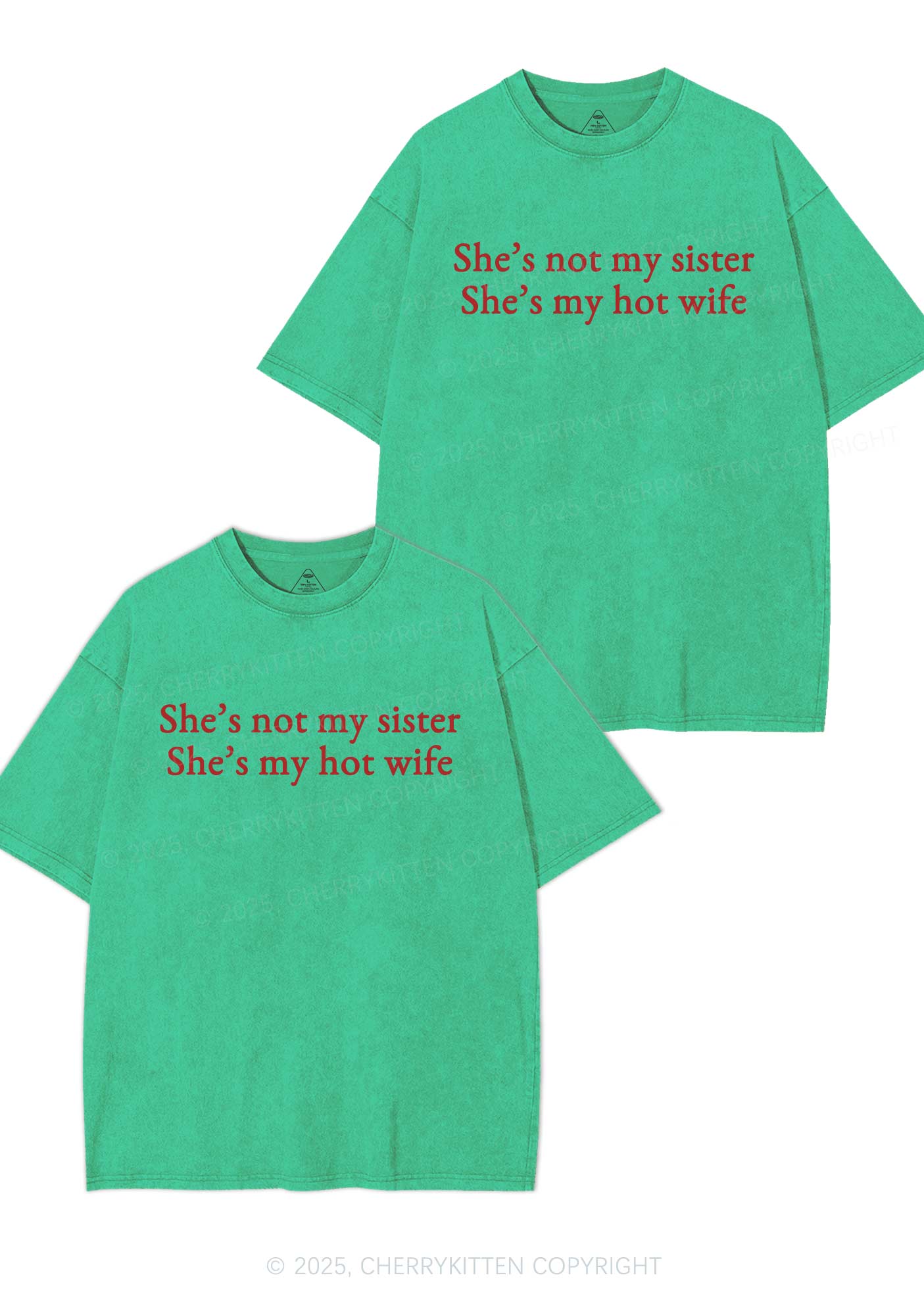 Shes Not My Sister Y2K Valentine's Day Washed Tee Cherrykitten - Image 8