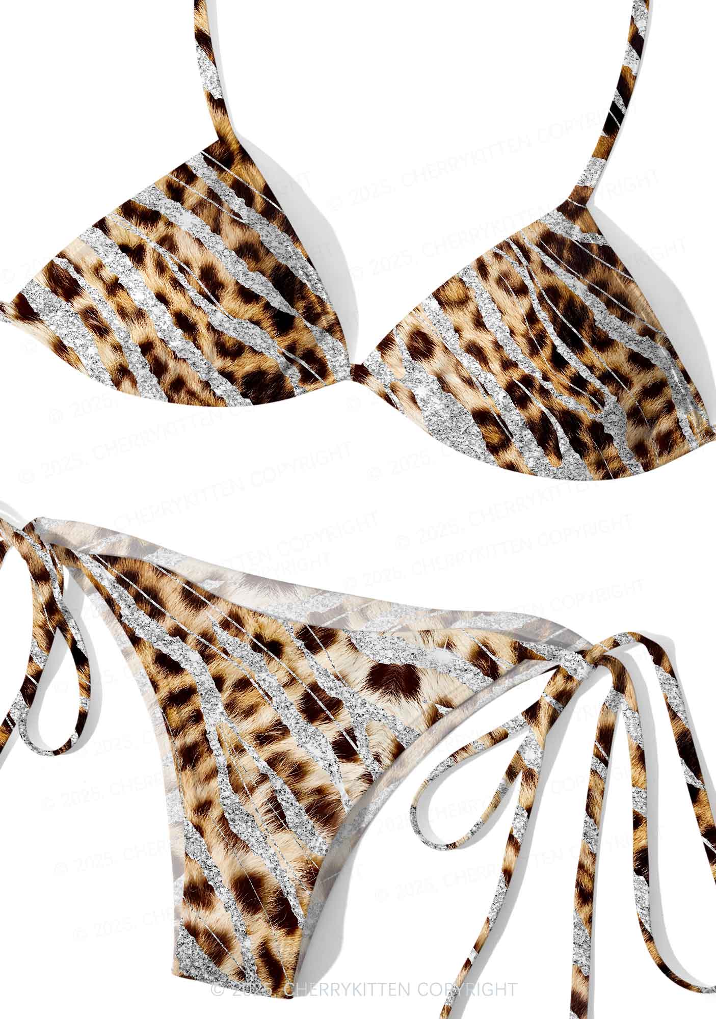 Shimmering Leopard Y2K Print Bikini Set Cherrykitten - Image 3