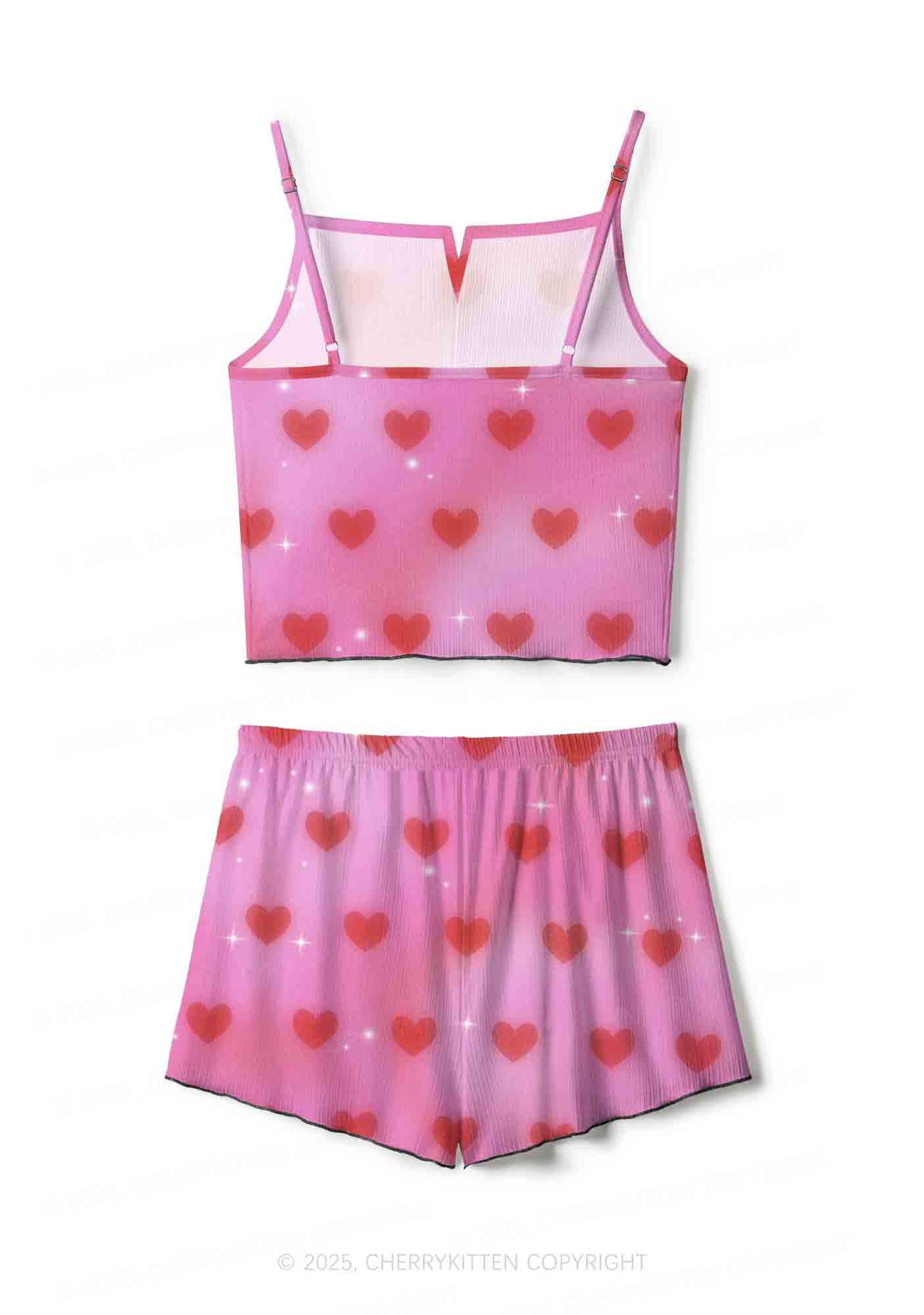 Shiny Love Y2K Print Cami Shorts Pajama Set Cherrykitten - Image 3