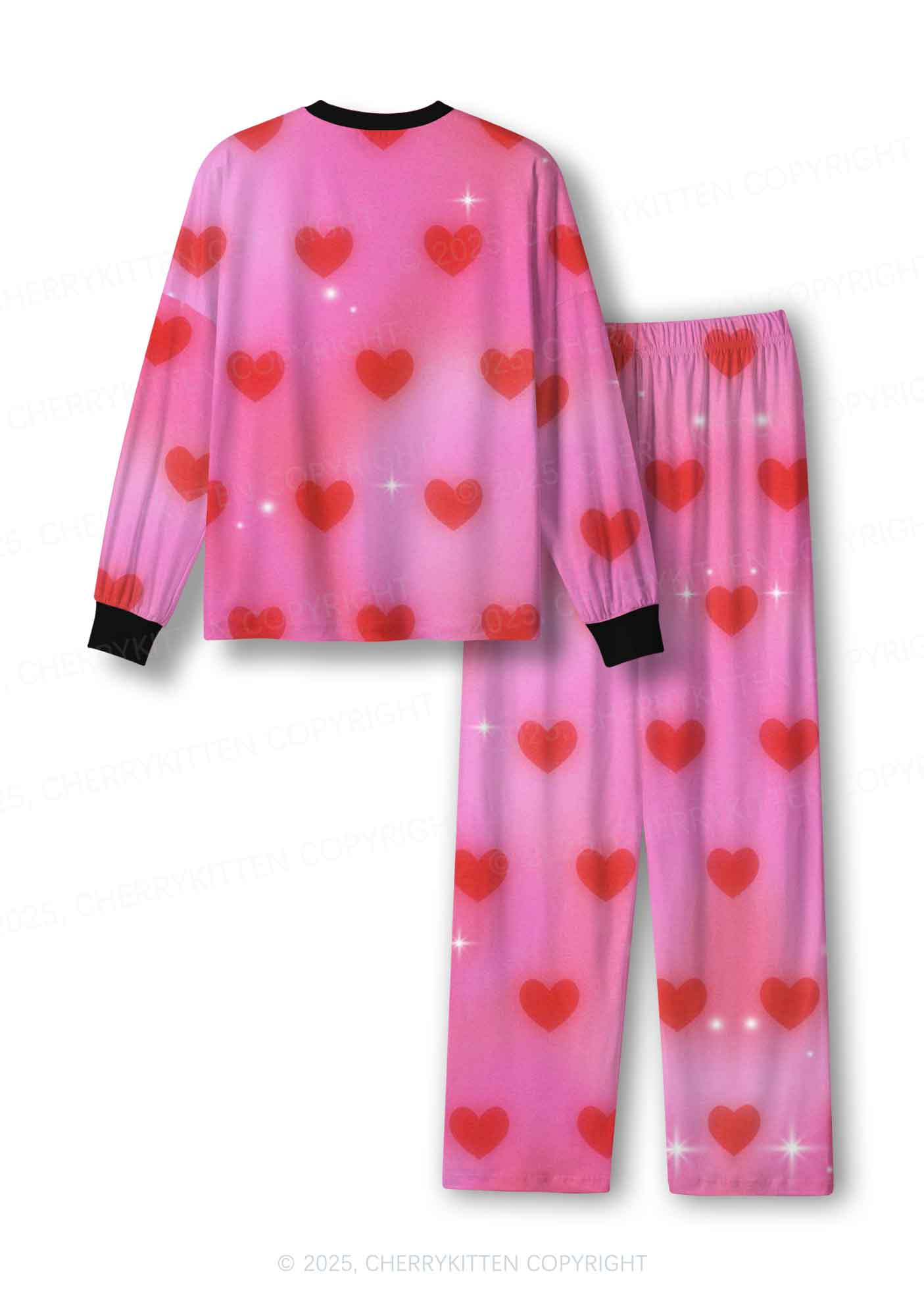 Shiny Love Y2K Print Long Sleeve Pajama Set Cherrykitten - Image 3