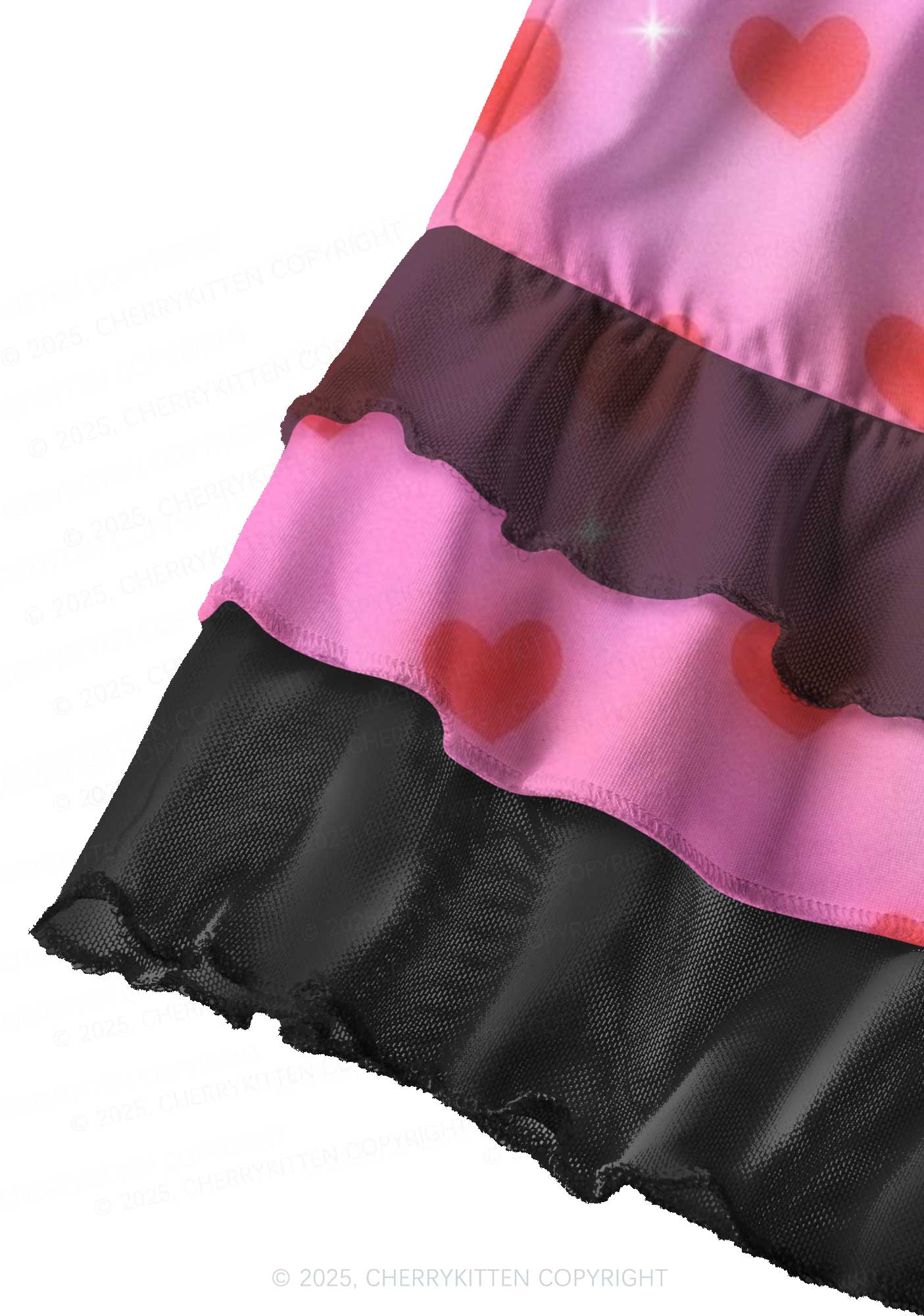 Shiny Love Y2K Print Mini Layered Skirt Cherrykitten - Image 3