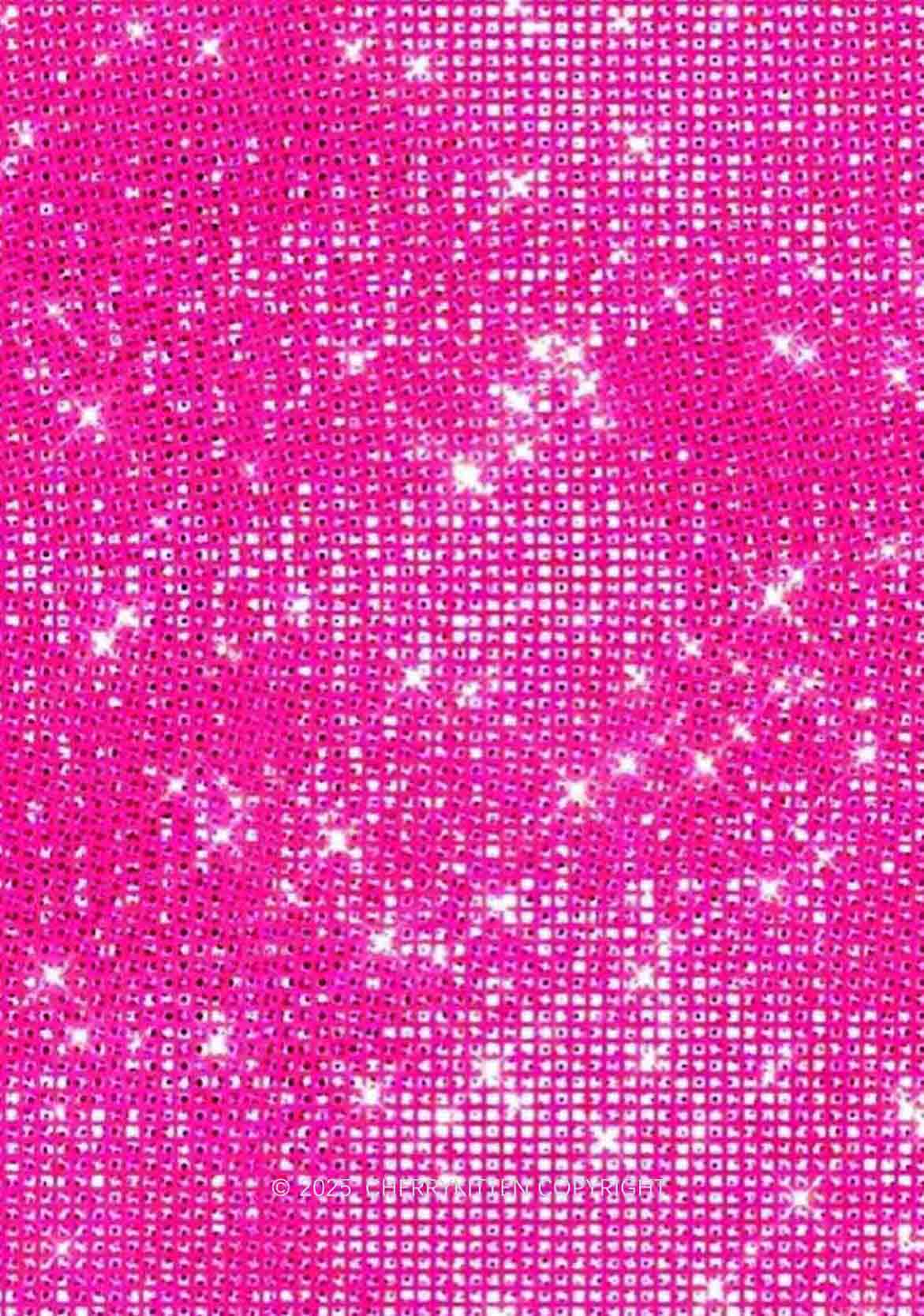 Shiny Pink Y2K Print Long Sleeve Pajama Set Cherrykitten - Image 2